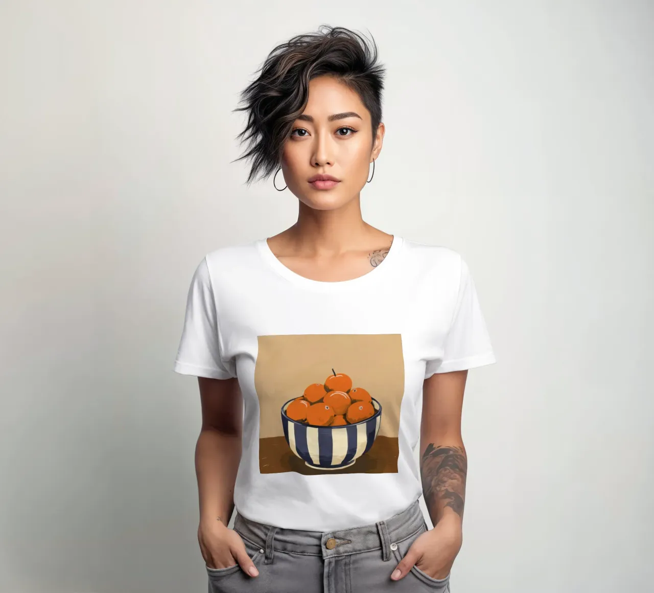 Rustic Orange Stillness women's fitted t-shirt by Frosh Pallete
