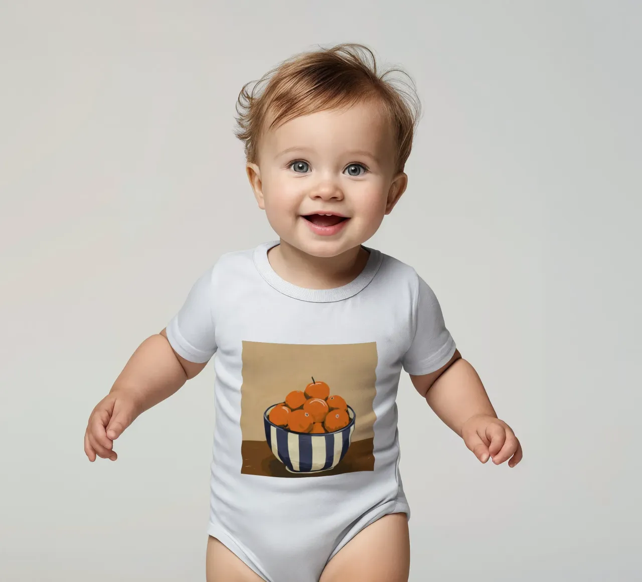 Rustic Orange Stillness short-sleeve baby romper by Frosh Pallete