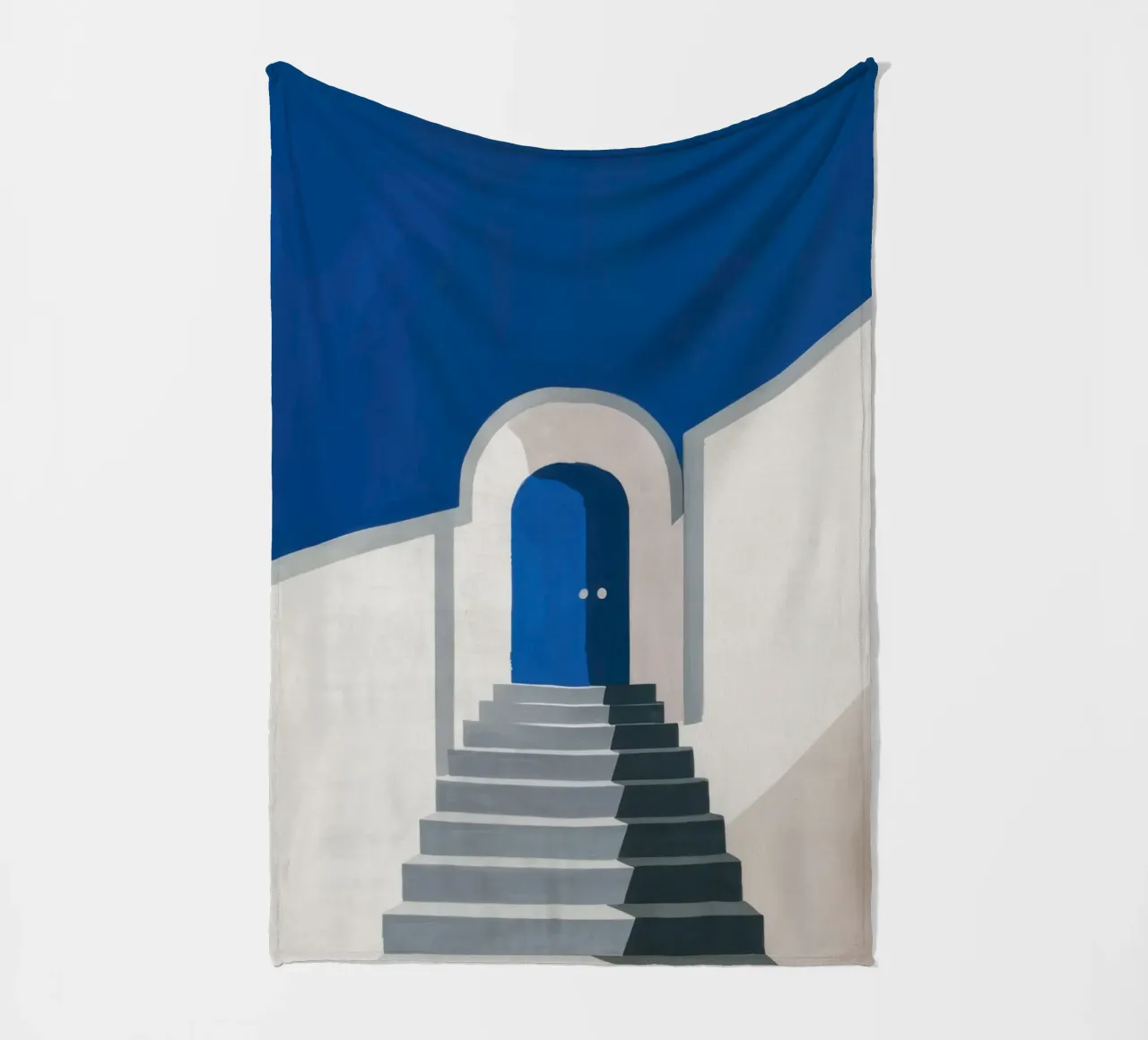 Semplice porta blu coperta in pile da Line Fable