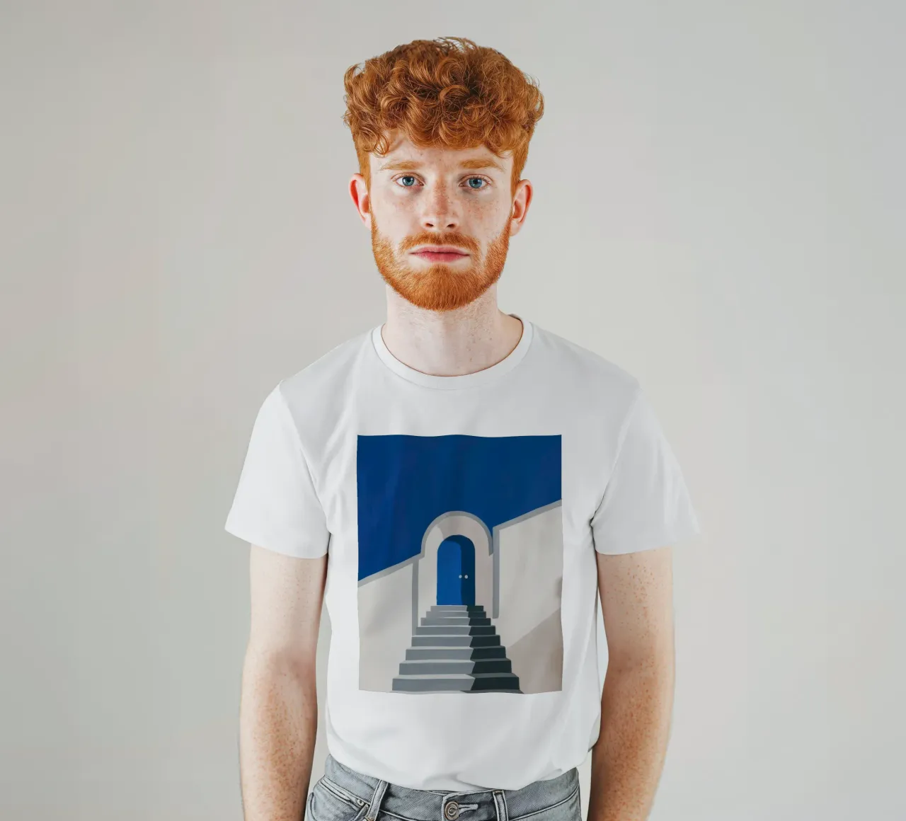 Semplice porta blu t-shirt da Line Fable