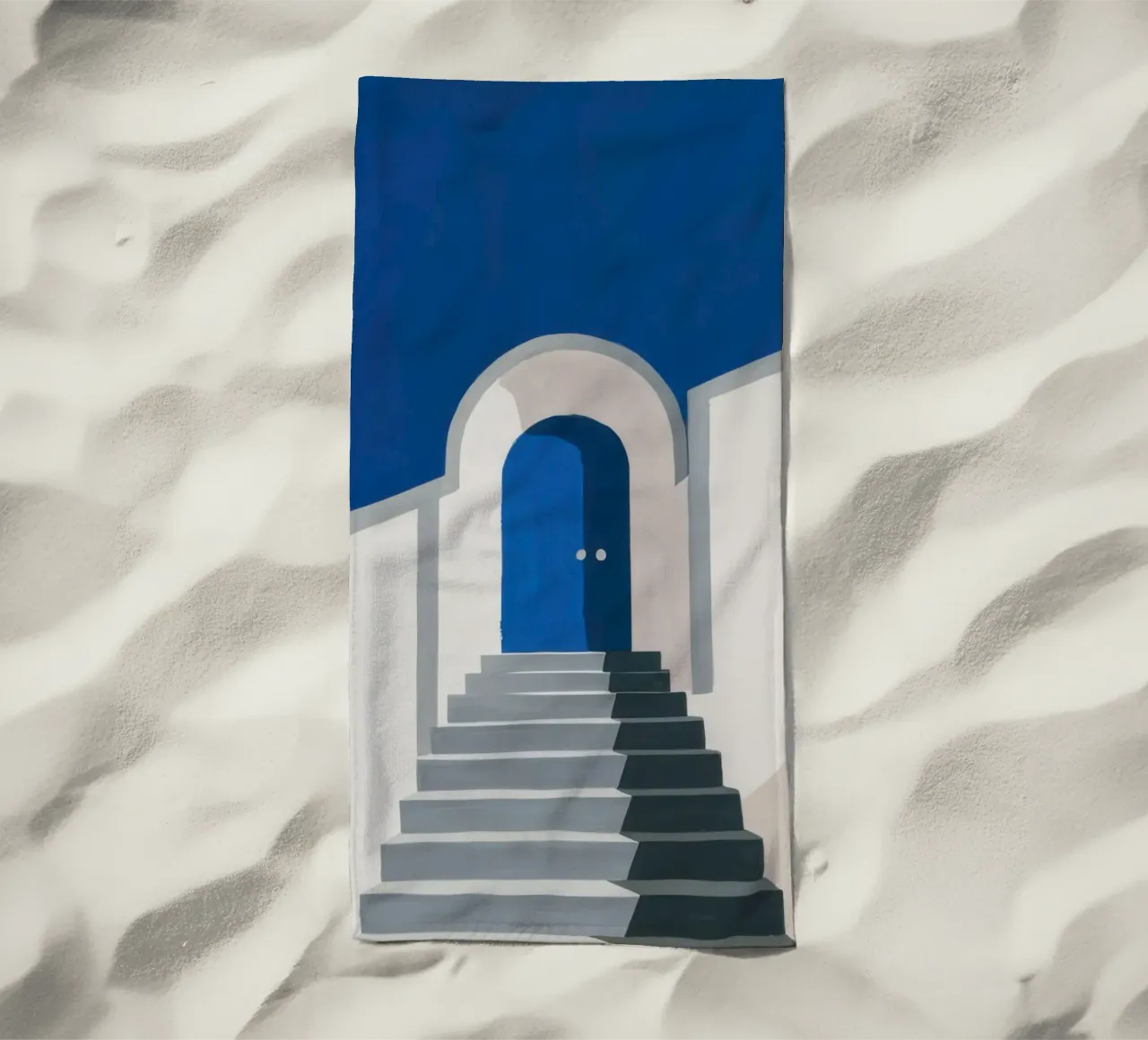 Semplice porta blu telo mare da Line Fable