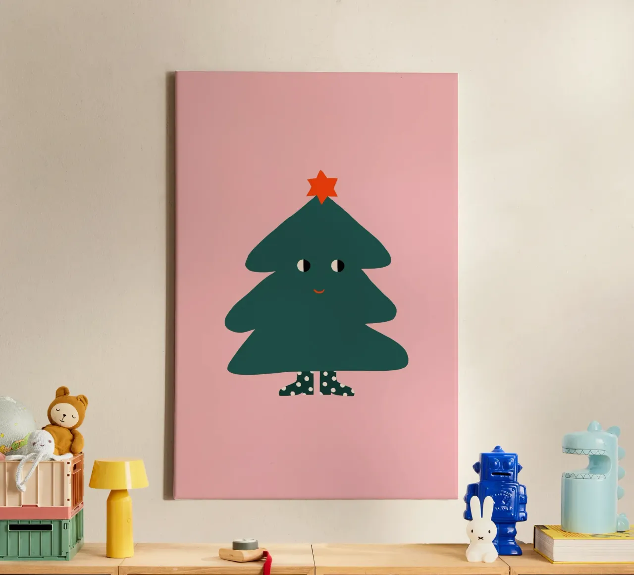 Albero di Natale con occhi tela con Cornice a cassetta da Maren Gross