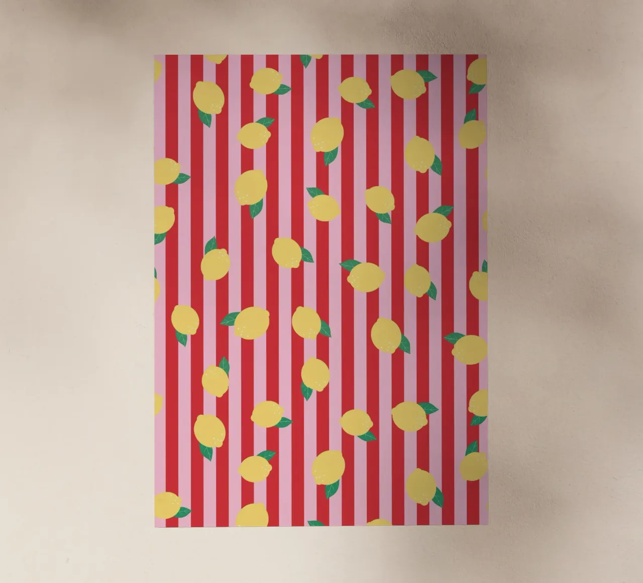 Bold Lemon Stripe Pattern on Pink and Red Background backlit film by The Art Club