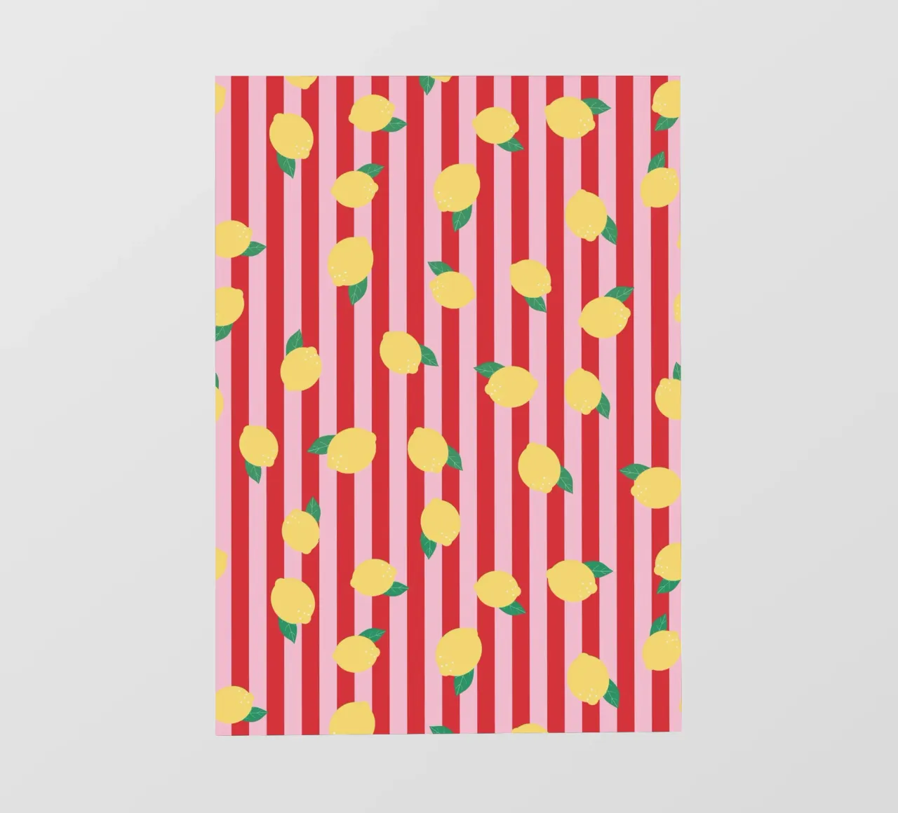 Bold Lemon Stripe Pattern on Pink and Red Background photo wallpaper by The Art Club