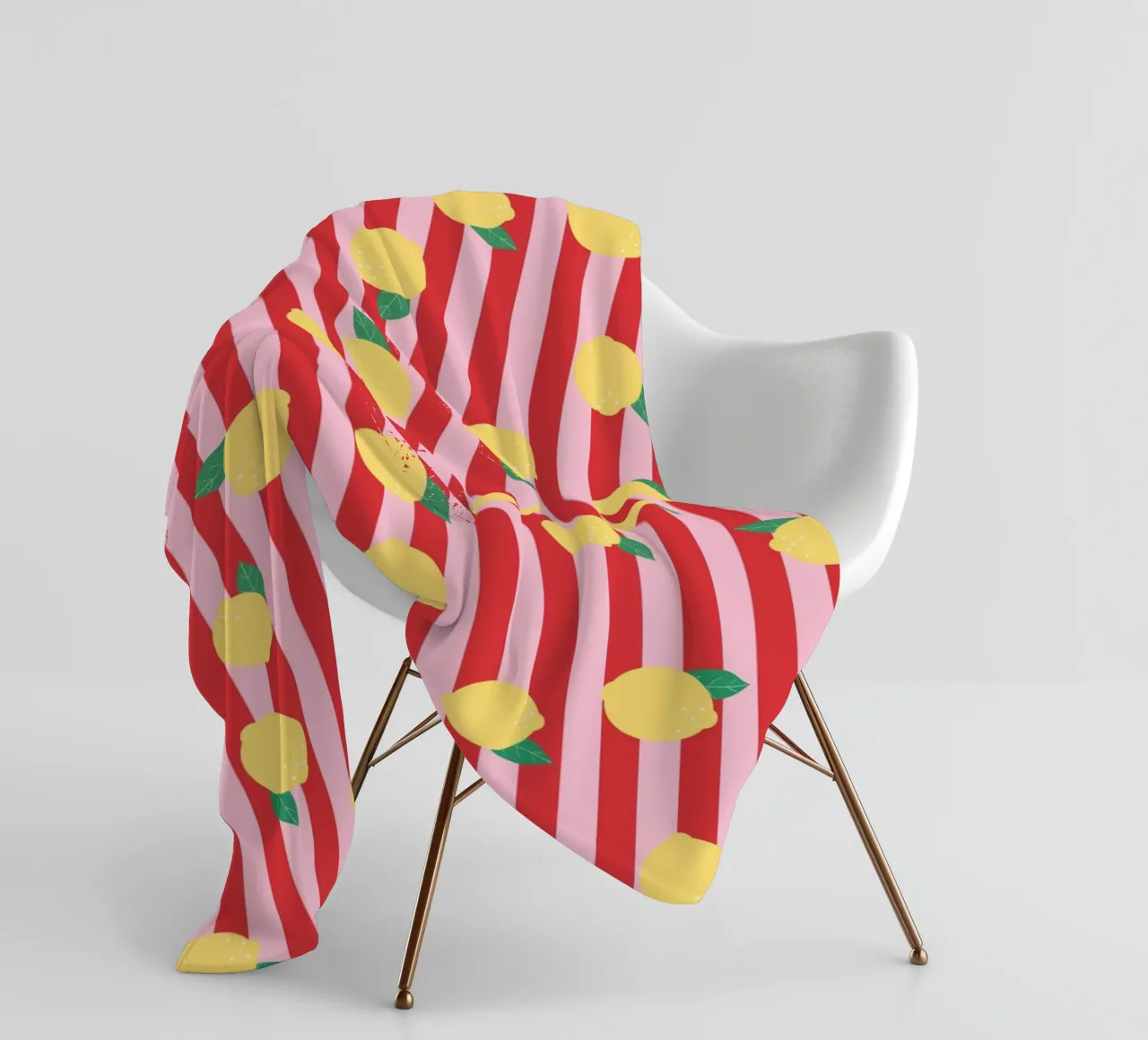Bold Lemon Stripe Pattern on Pink and Red Background fleece blanket by The Art Club