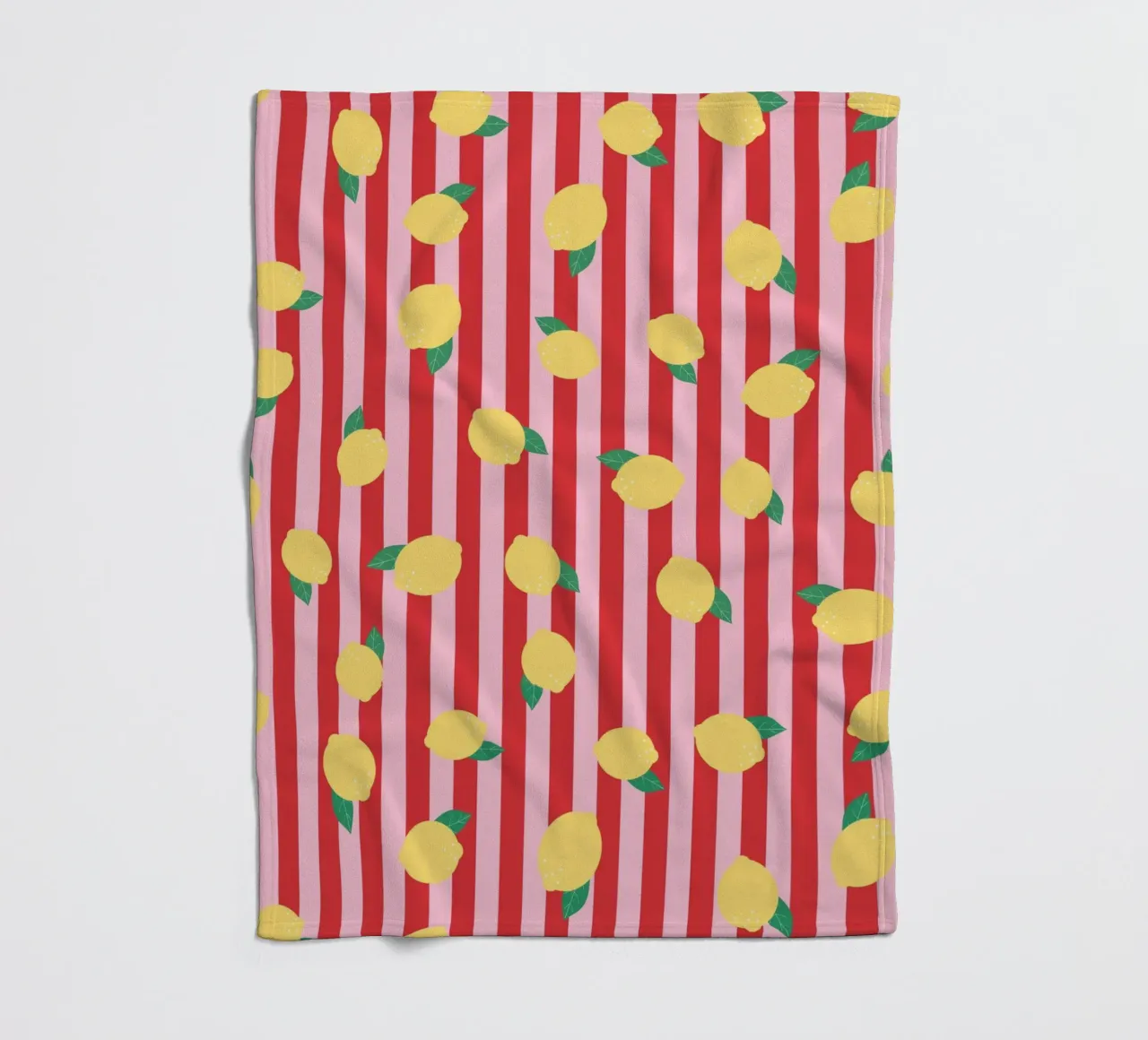 Bold Lemon Stripe Pattern on Pink and Red Background fleece blanket by The Art Club