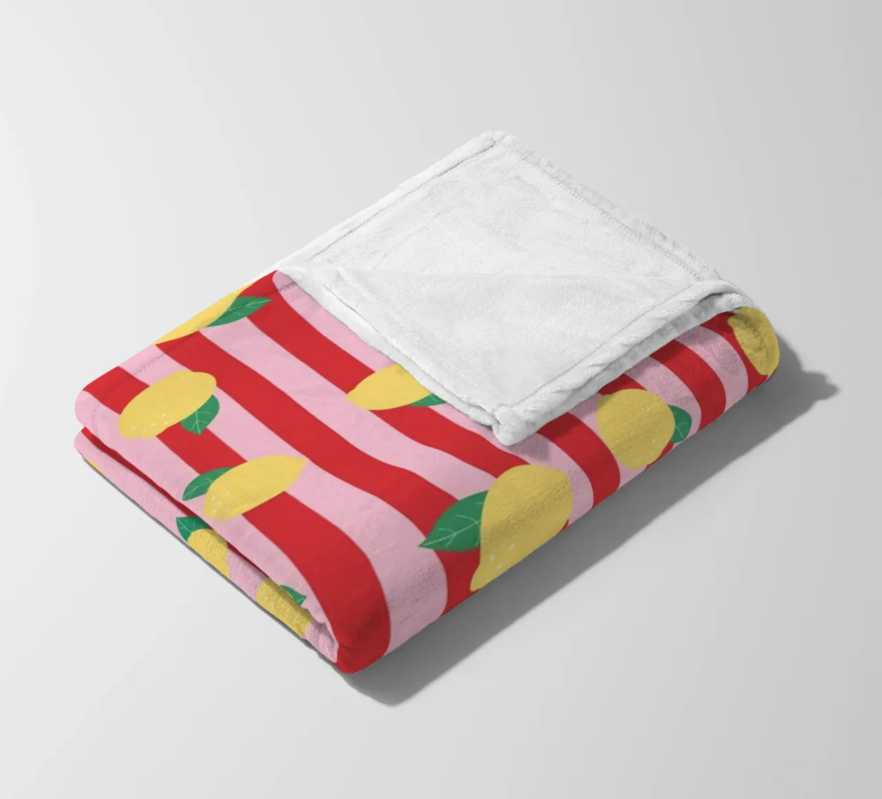 Bold Lemon Stripe Pattern on Pink and Red Background fleece blanket by The Art Club