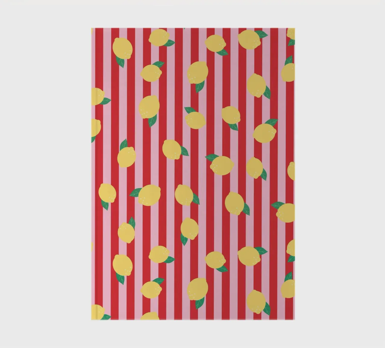 Bold Lemon Stripe Pattern on Pink and Red Background notebook by The Art Club
