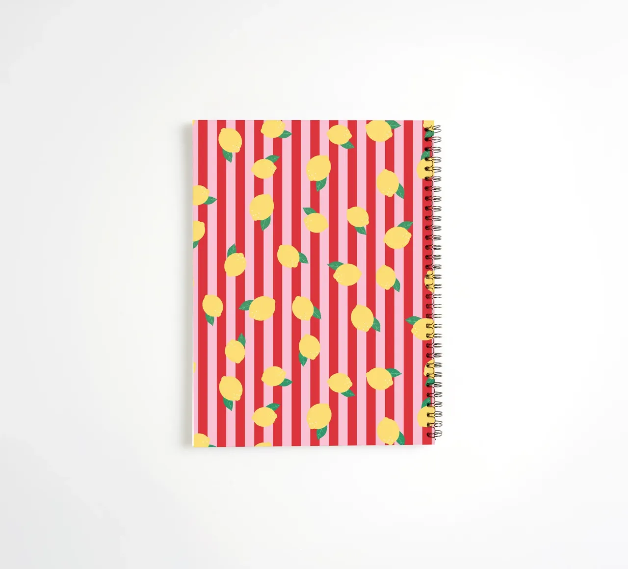 Bold Lemon Stripe Pattern on Pink and Red Background spiral notebook by The Art Club