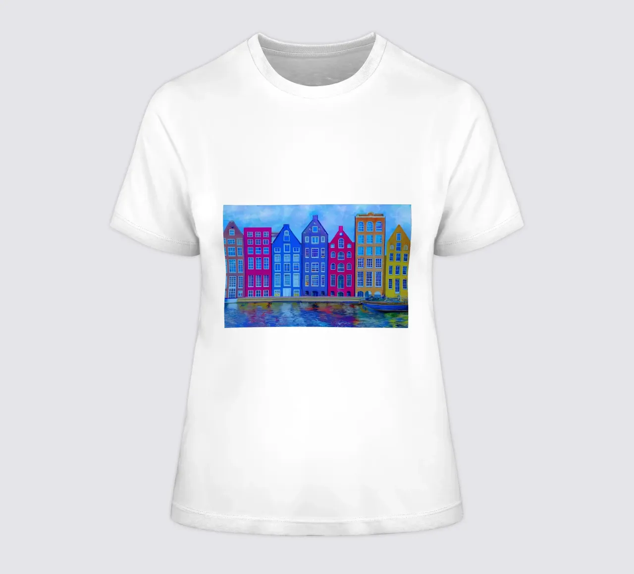 Amsterdam Row Houses women's fitted t-shirt by ART BEST