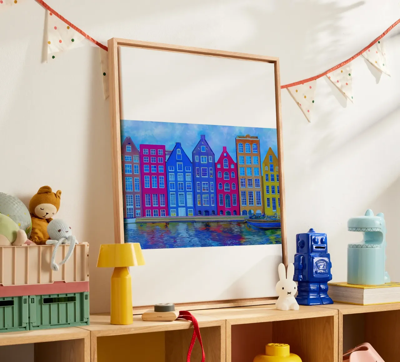 Maisons en rangée d'Amsterdam toile avec Caisse américaine de ART BEST