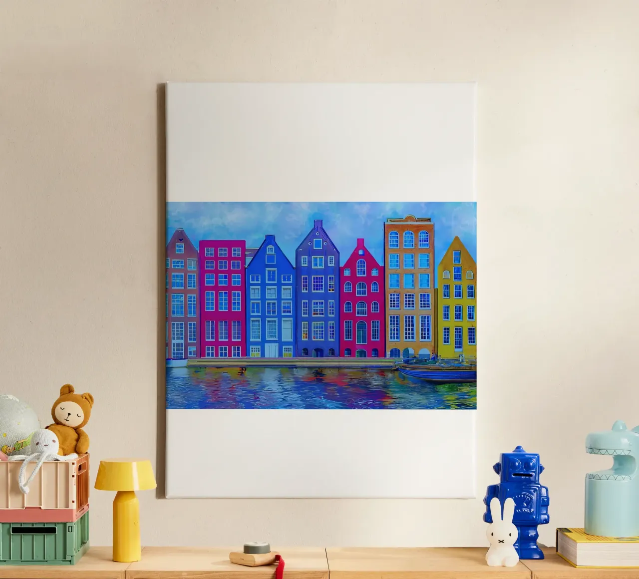 Maisons en rangée d'Amsterdam toile avec Caisse américaine de ART BEST