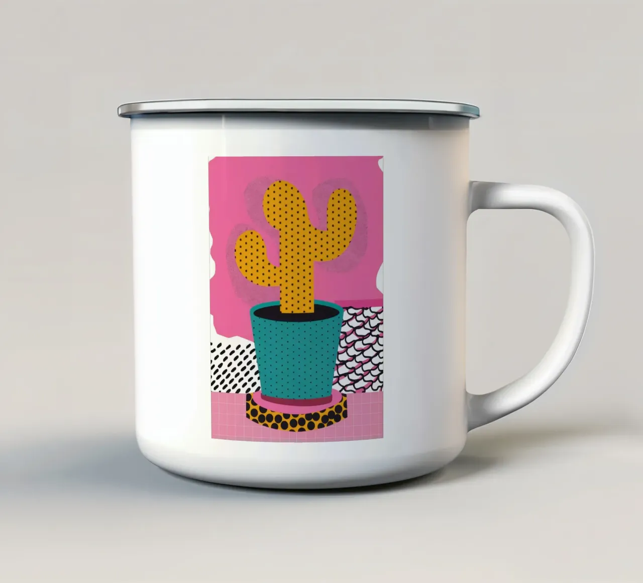 Cactus con cappello tazza in smalto da Obs Canvas