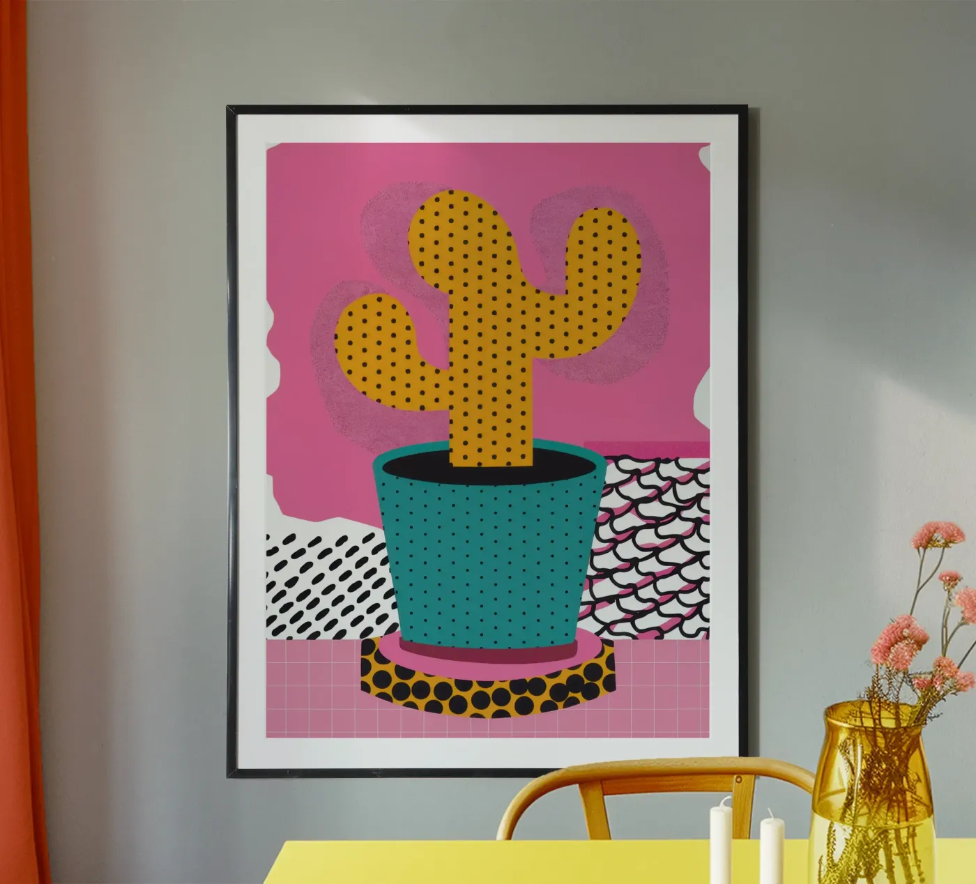 Cactus con cappello poster da Obs Canvas