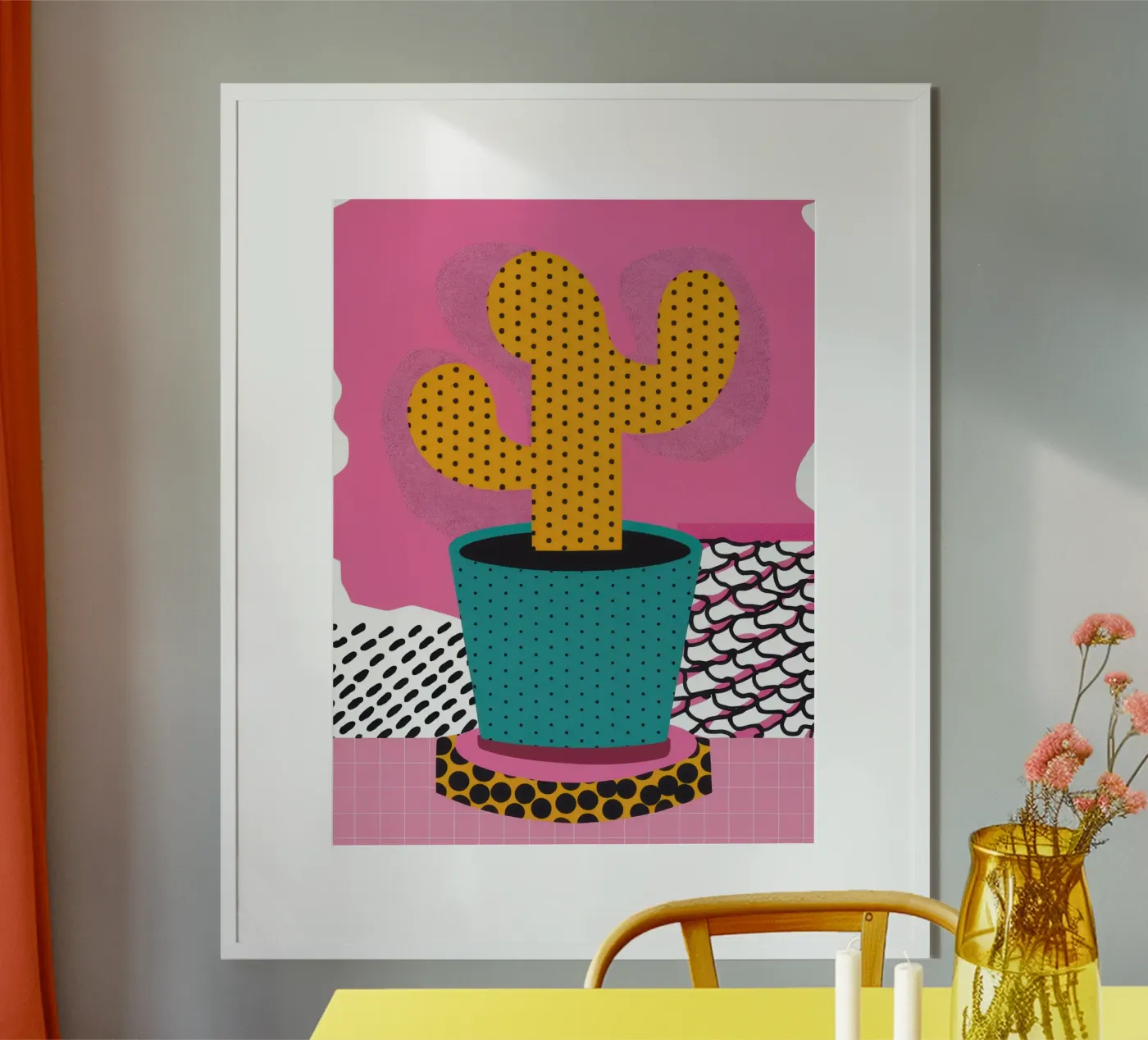 Cactus con cappello poster da Obs Canvas