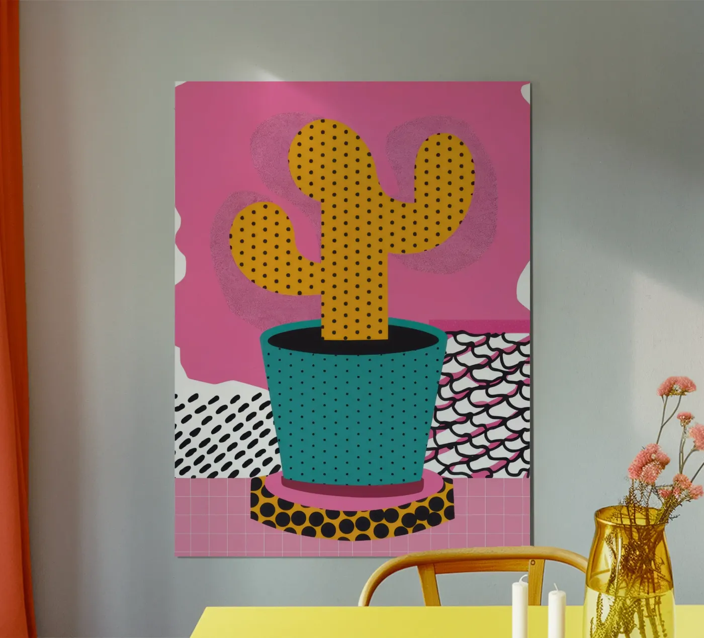Cactus con cappello poster da Obs Canvas