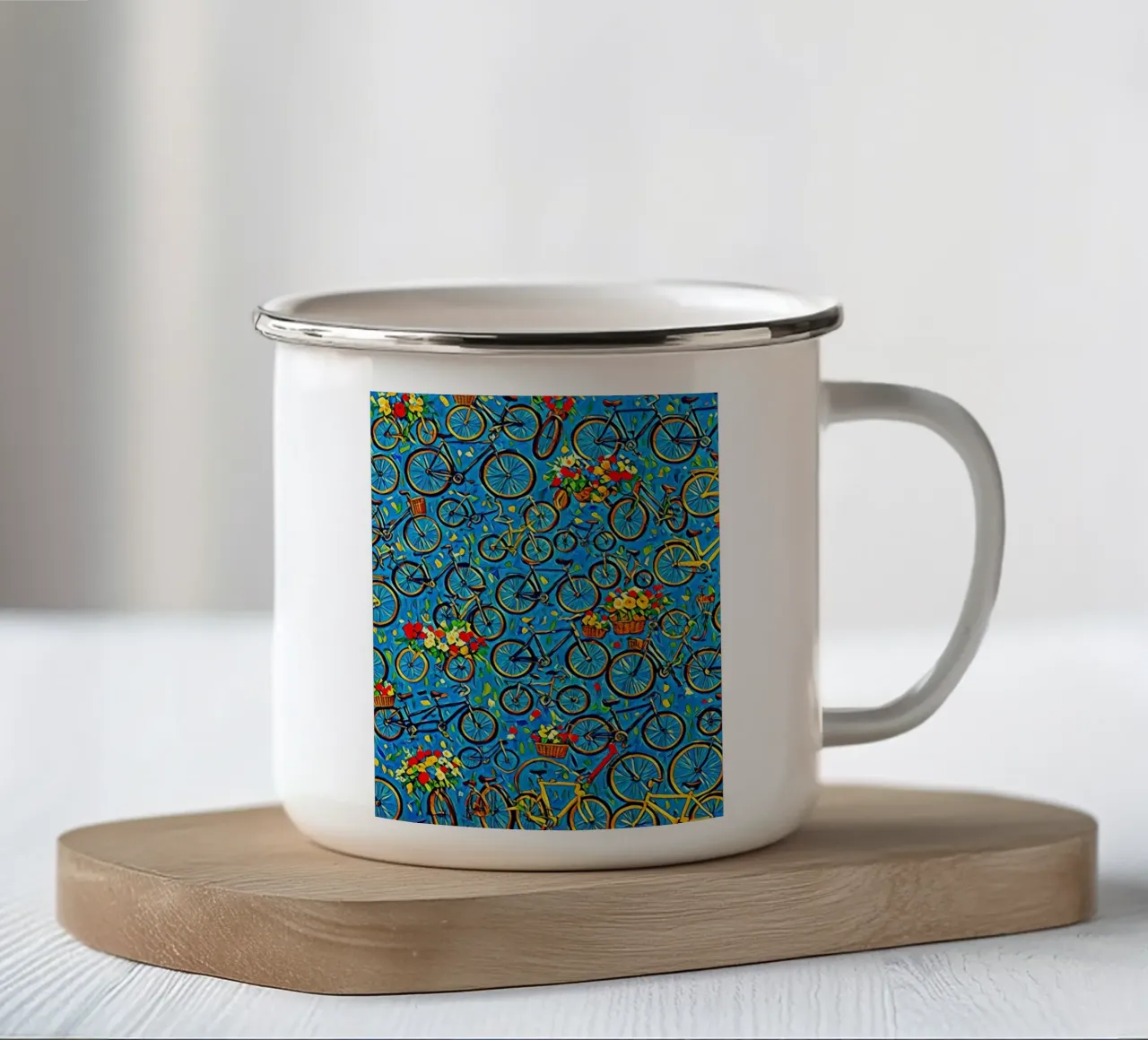 Bicycle Collage enamel mug by ART BEST