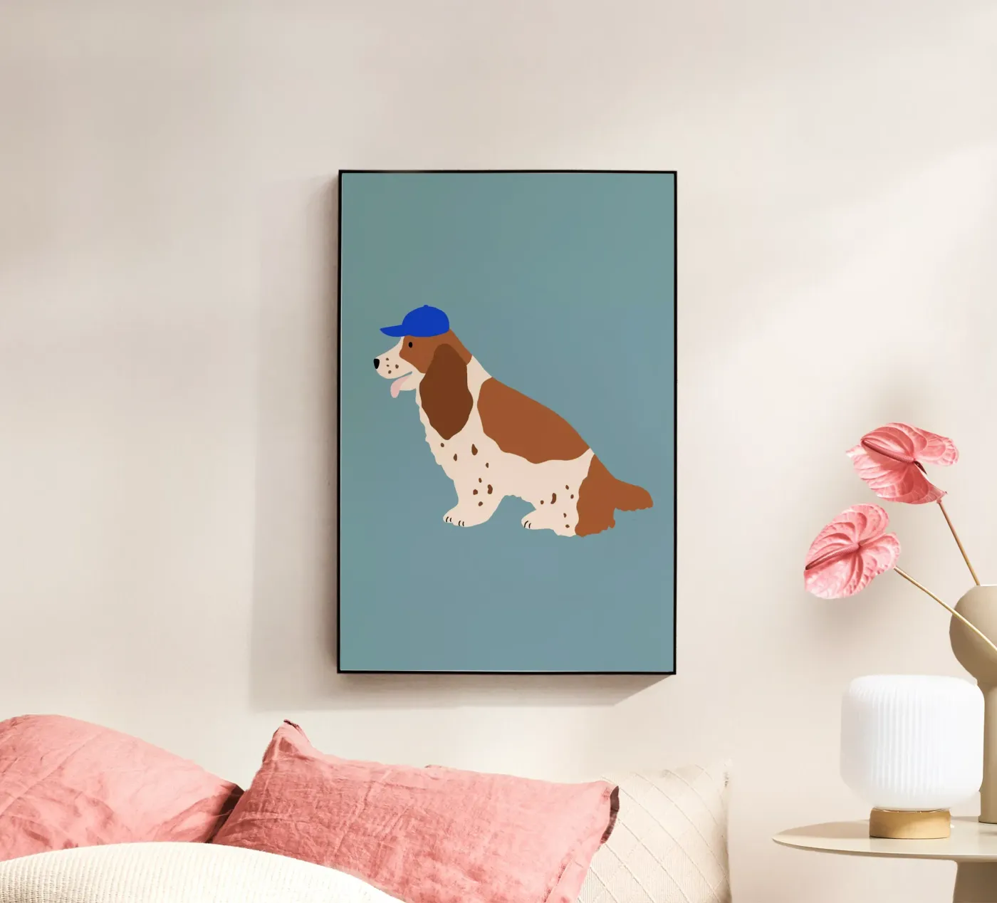 Cocker Spaniel con cappuccio blu plexiglass da Maren Gross