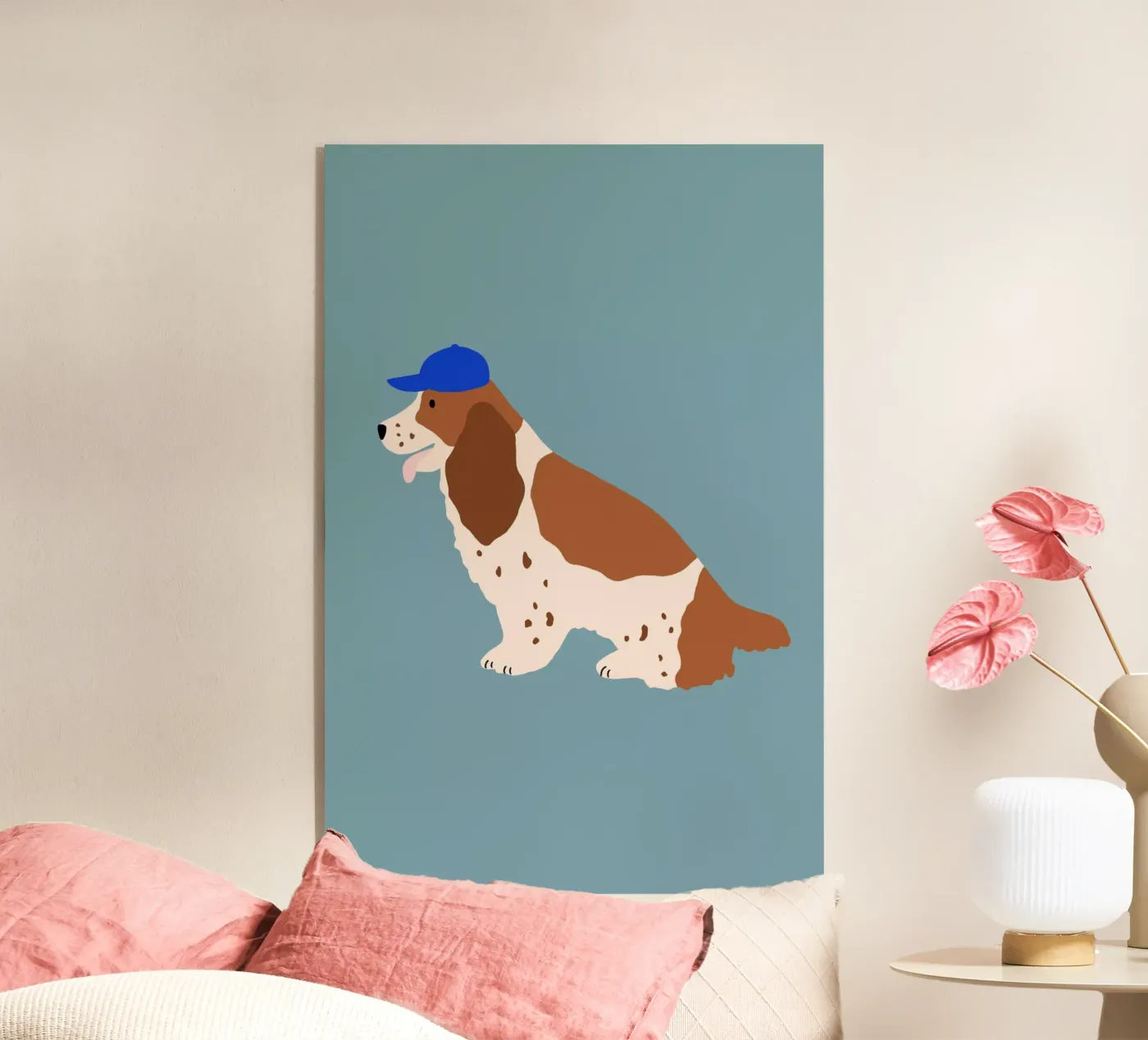 Cocker Spaniel with Blue cap acrylic glass by Maren Gross