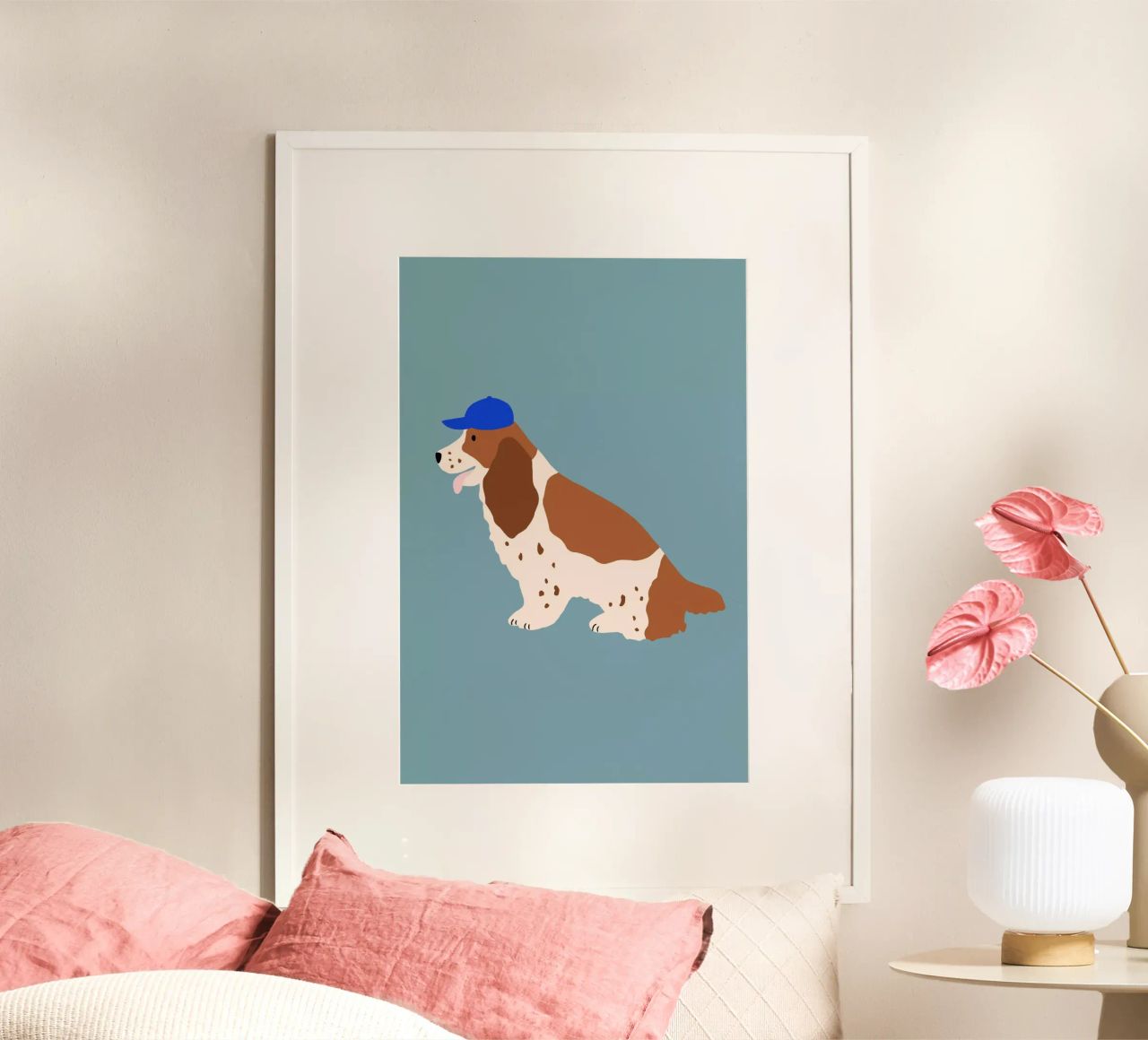 Cocker Spaniel with Blue cap poster by Maren Gross