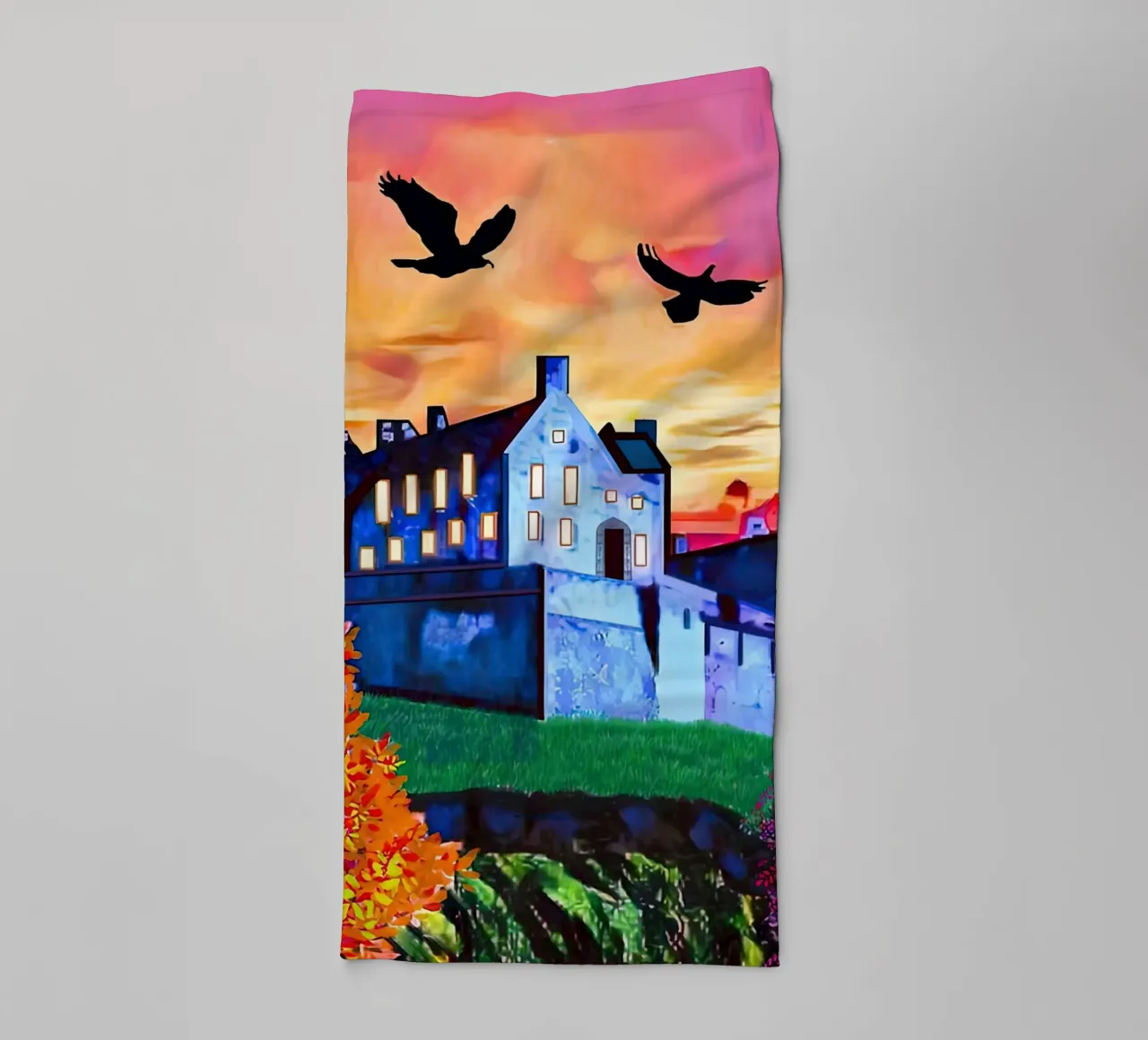 Edinburgh Castle at Dusk towel by ART BEST
