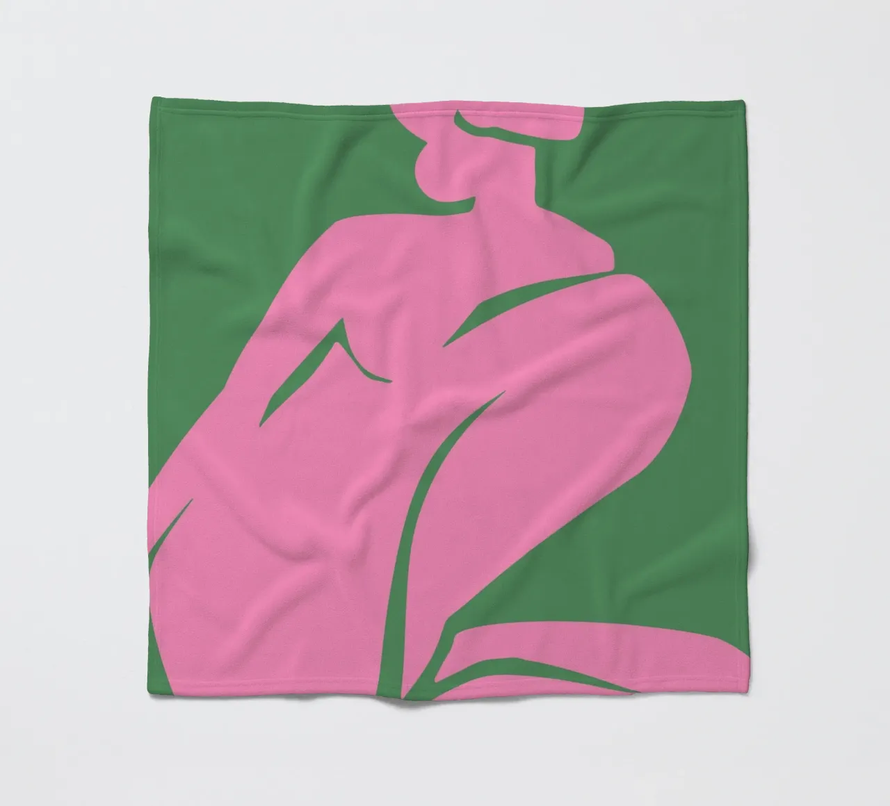 Silhouette minimalista rosa-nudo ispirata a Matisse su verde coperta in pile da The Art Club