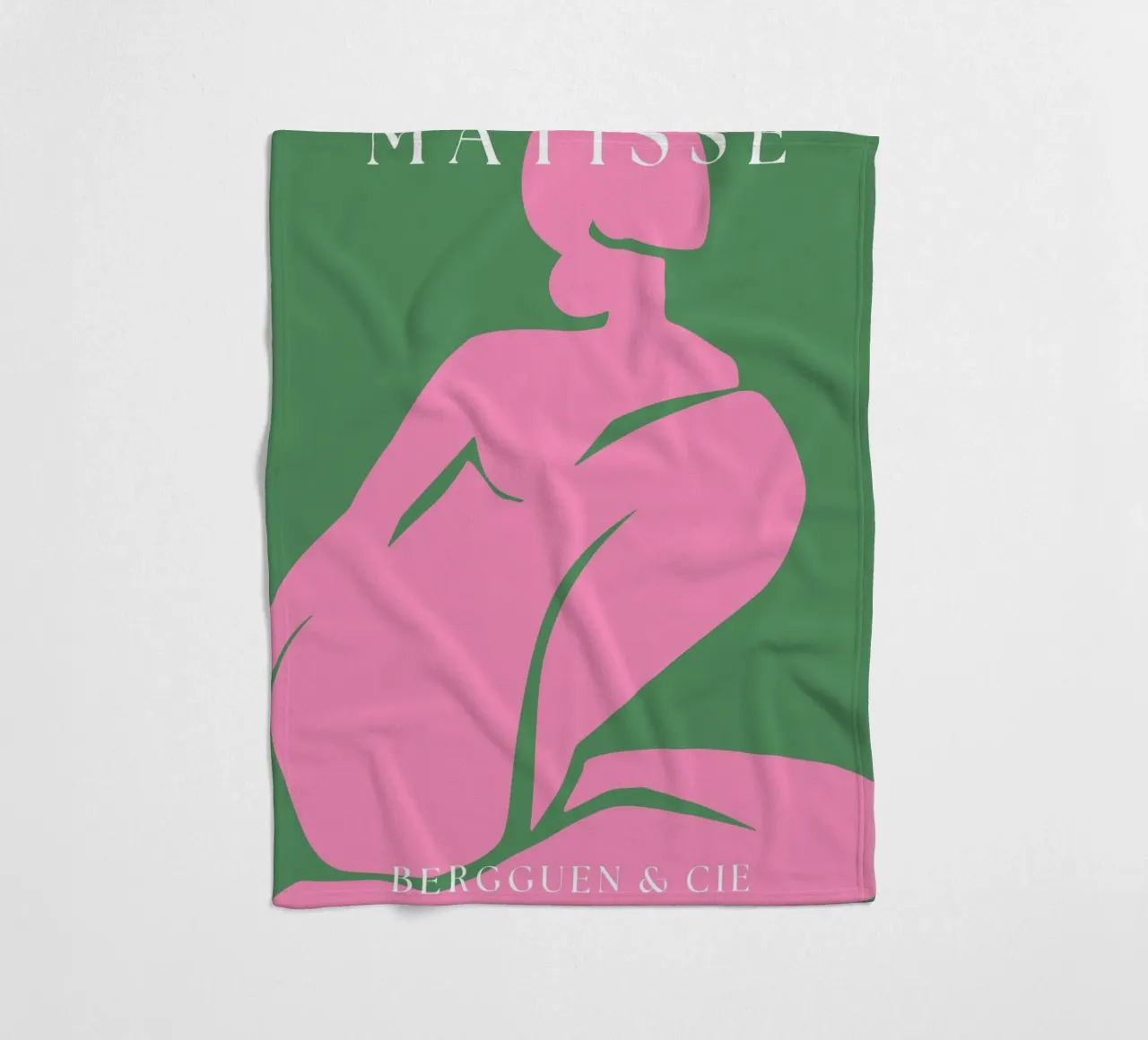 Silhouette minimalista rosa-nudo ispirata a Matisse su verde coperta in pile da The Art Club