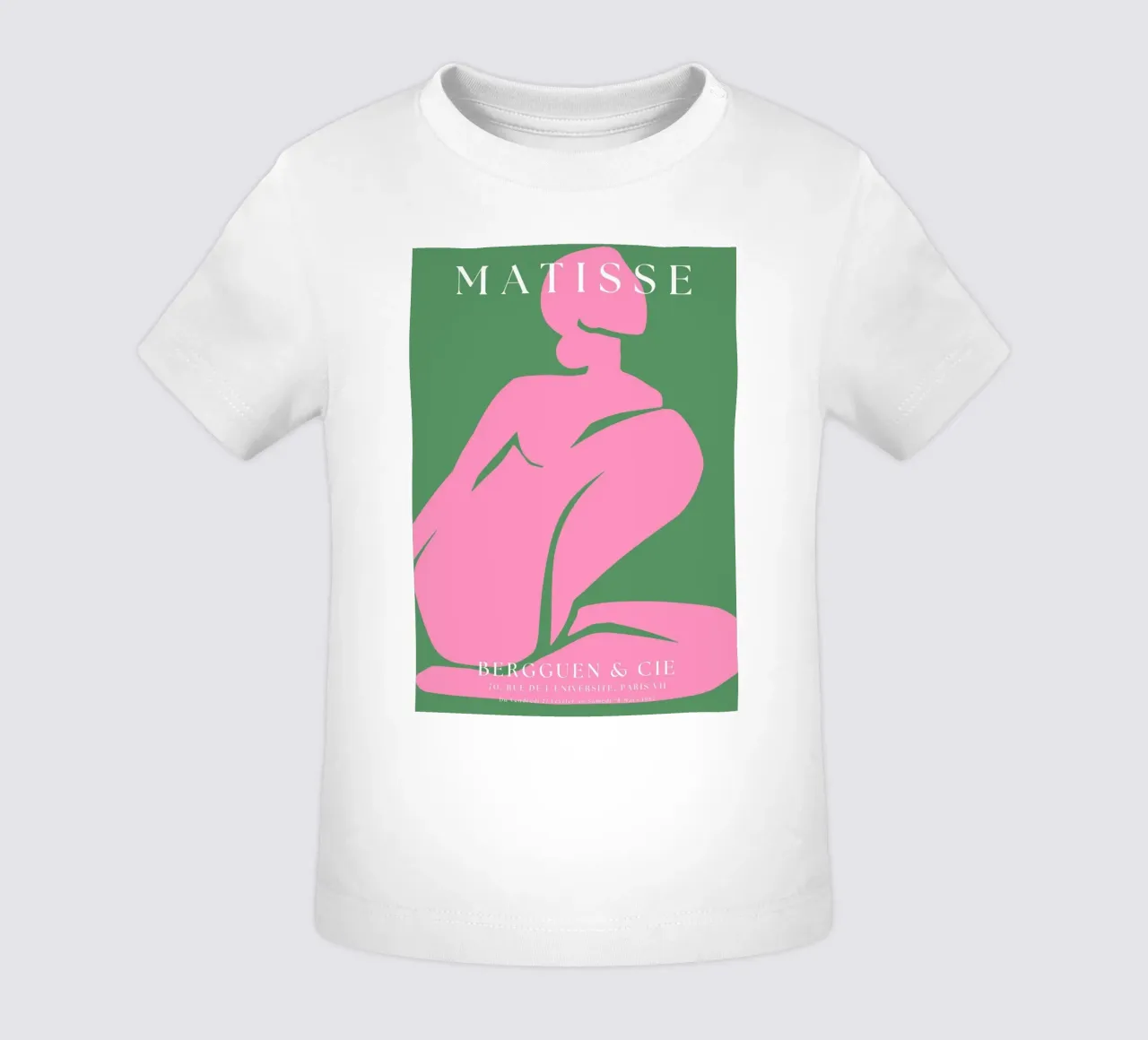 Silhouette minimalista rosa-nudo ispirata a Matisse su verde maglietta neonato da The Art Club