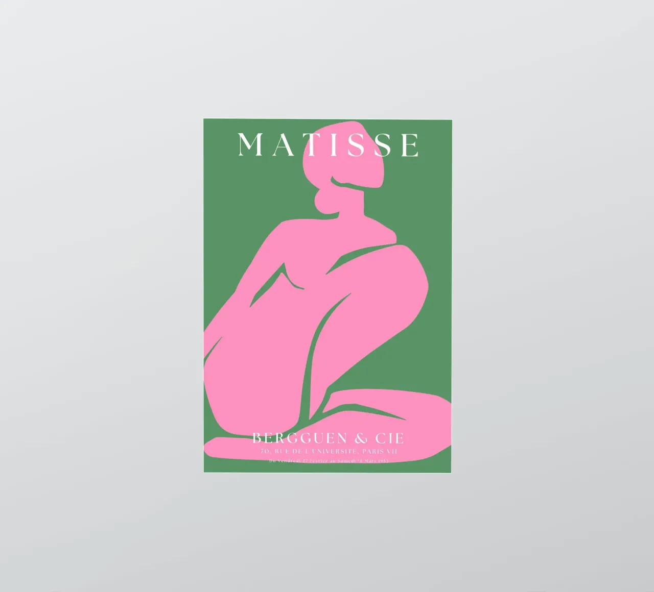 Minimalist Pink Nude Silhouette Inspired by Matisse on Green sticker by The Art Club