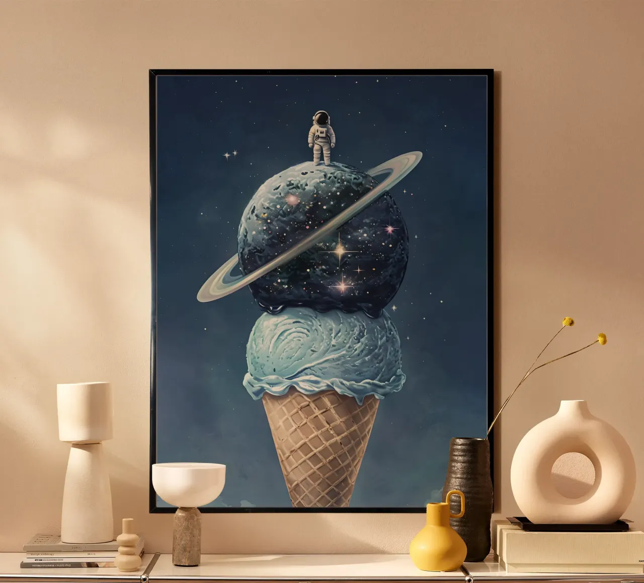 Astronaut on Planet Ice Cream Cone poster by 🥝 KIWI STORE