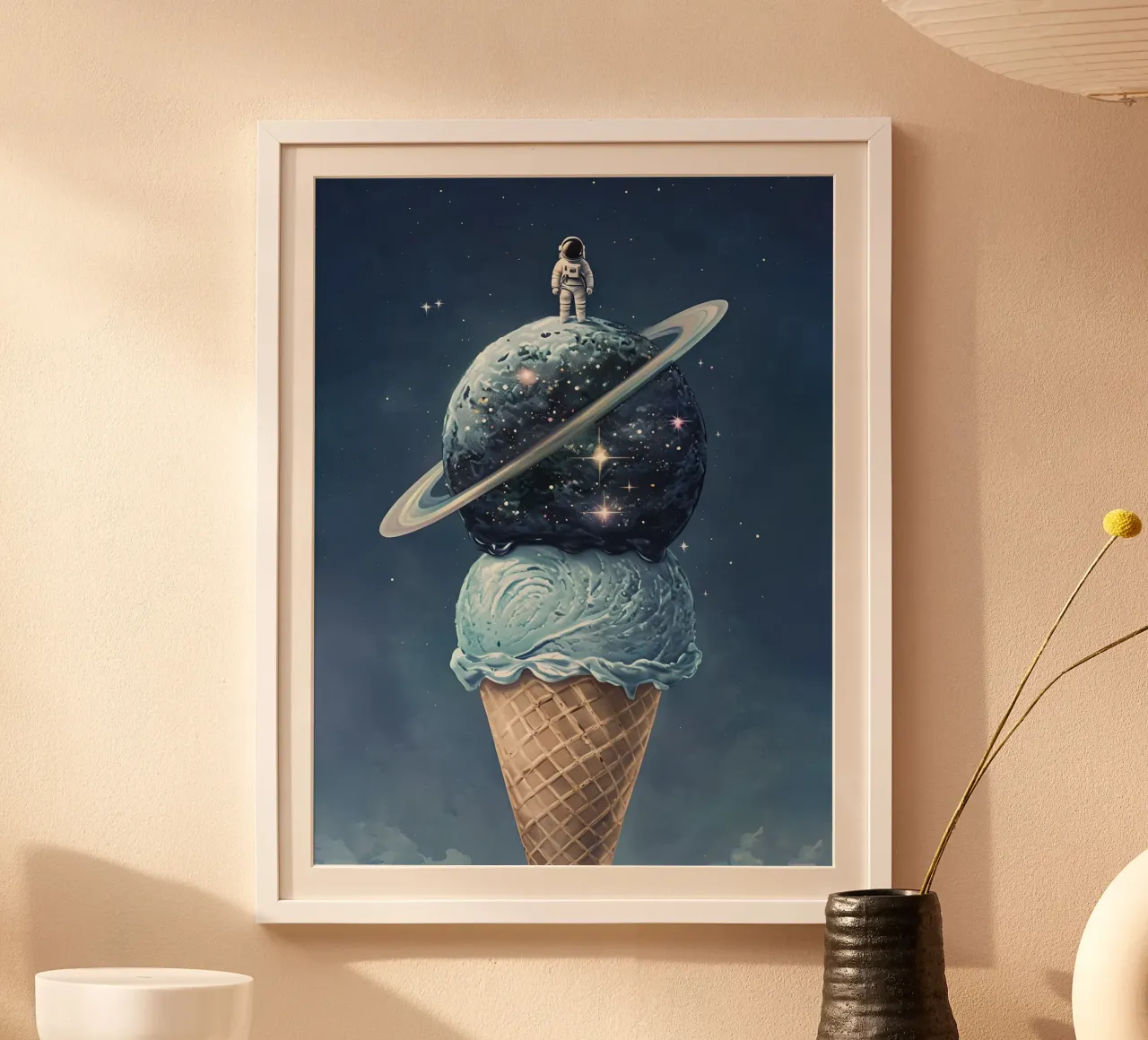 Astronaut on Planet Ice Cream Cone poster by 🥝 KIWI STORE