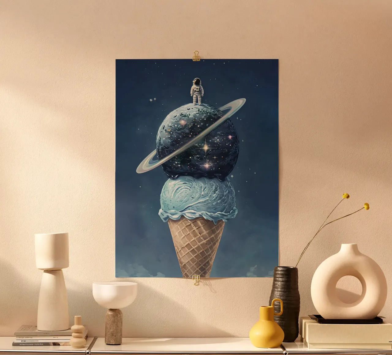 Astronaut on Planet Ice Cream Cone poster by 🥝 KIWI STORE