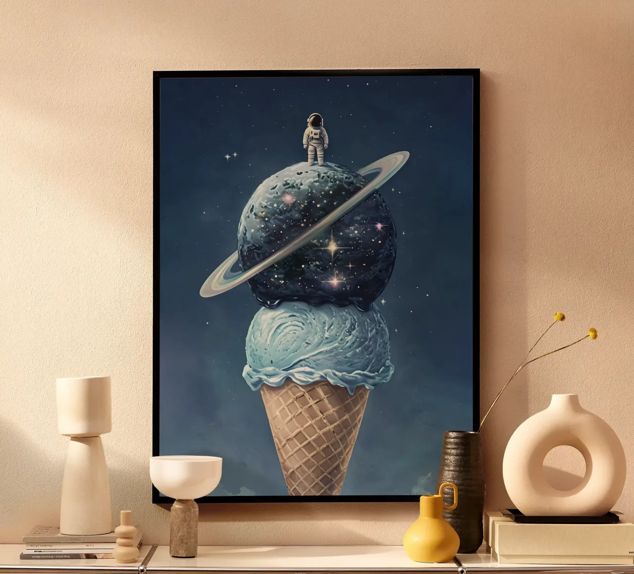 Astronaut on Planet Ice Cream Cone poster by 🥝 KIWI STORE