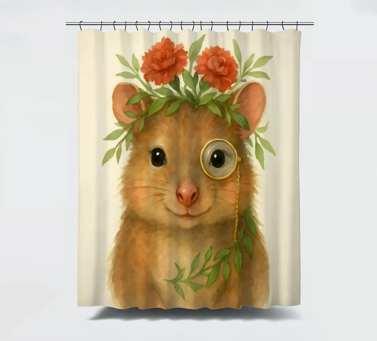 The Botanist Hamster: Petals & Perspective douchegordijn van Graceful Desine