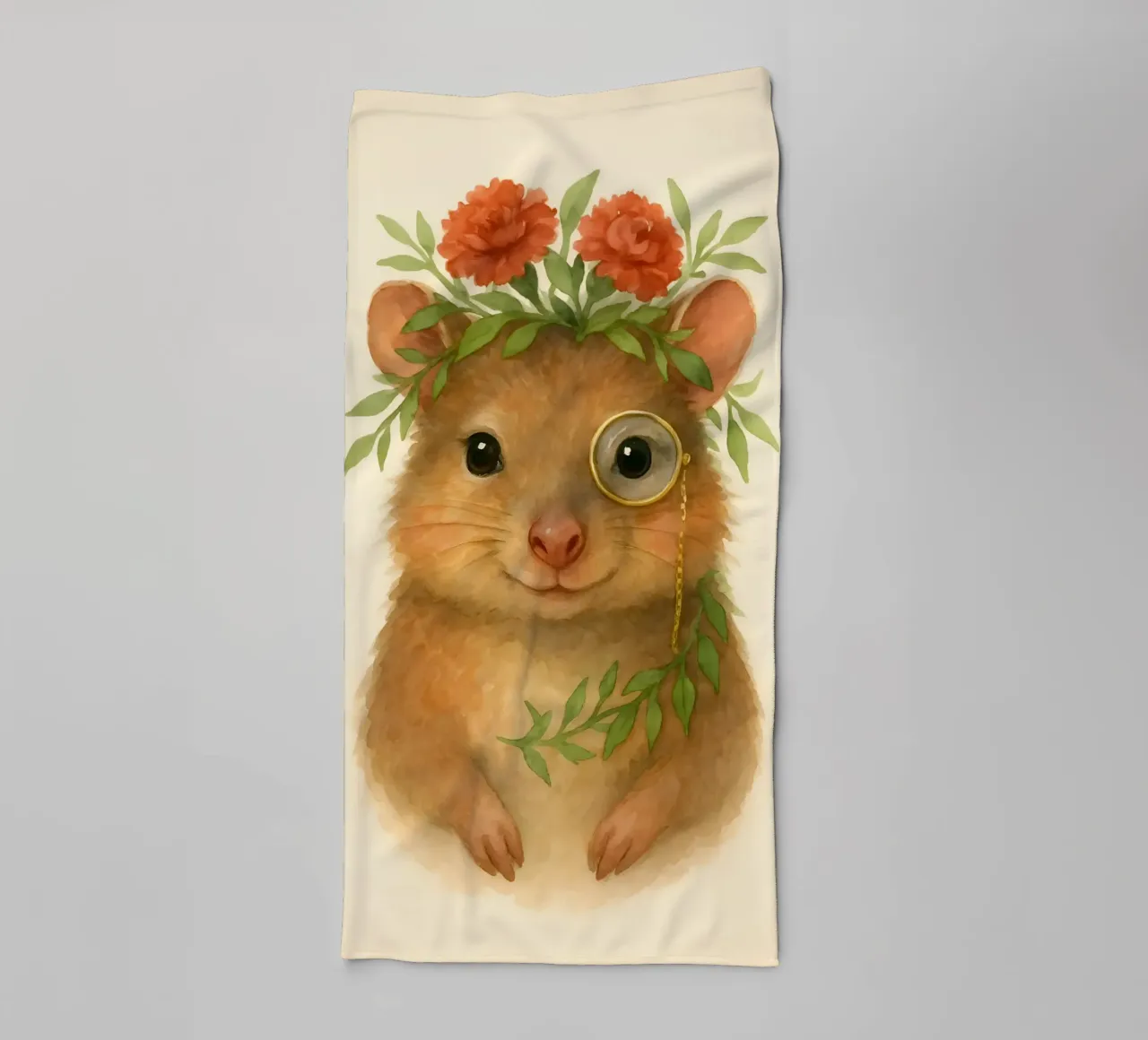 The Botanist Hamster: Petals & Perspective badhanddoek van Graceful Desine