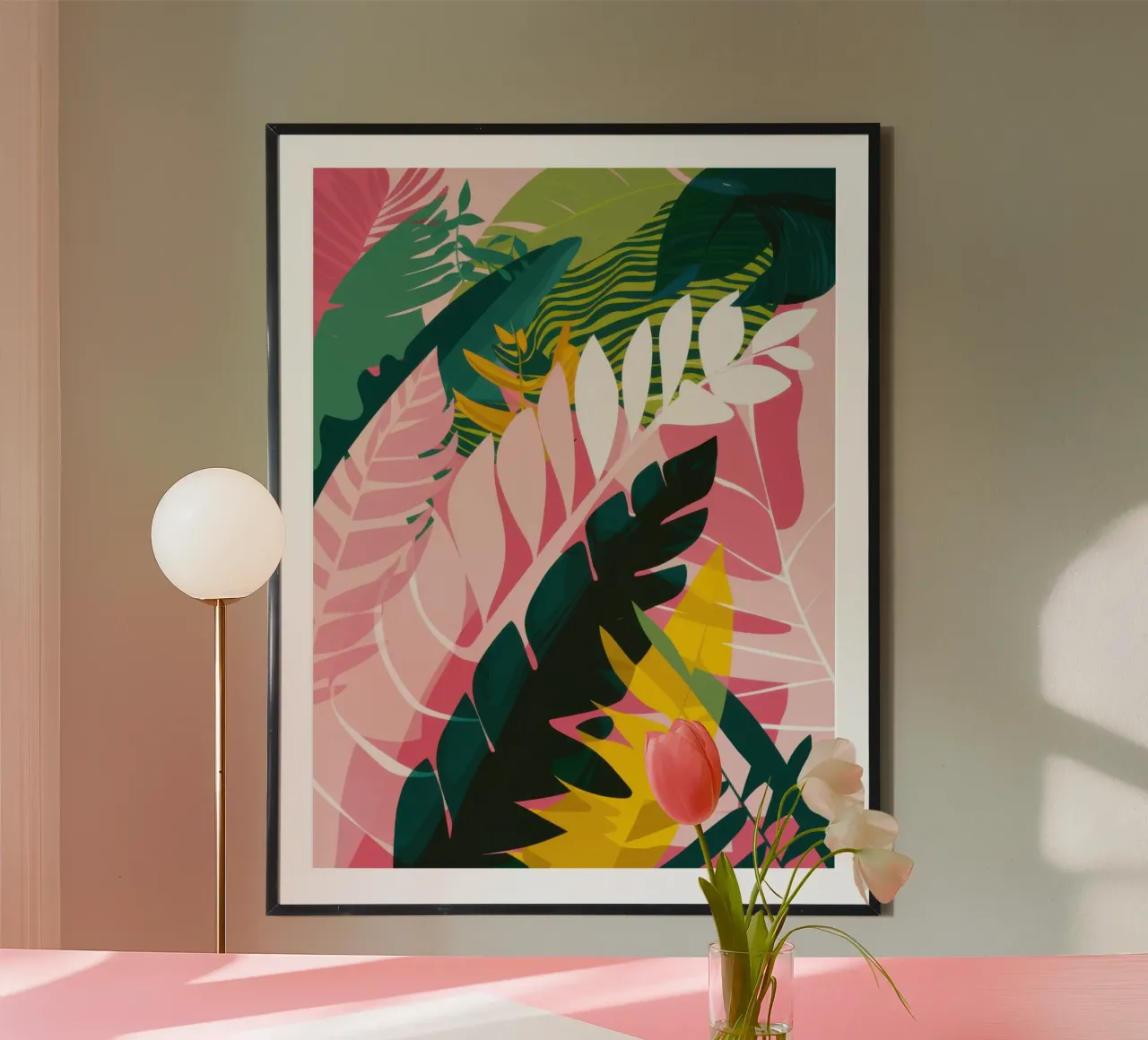 Profondità della giungla illuminata dal sole poster con telaio in plastica da Frosh Pallete