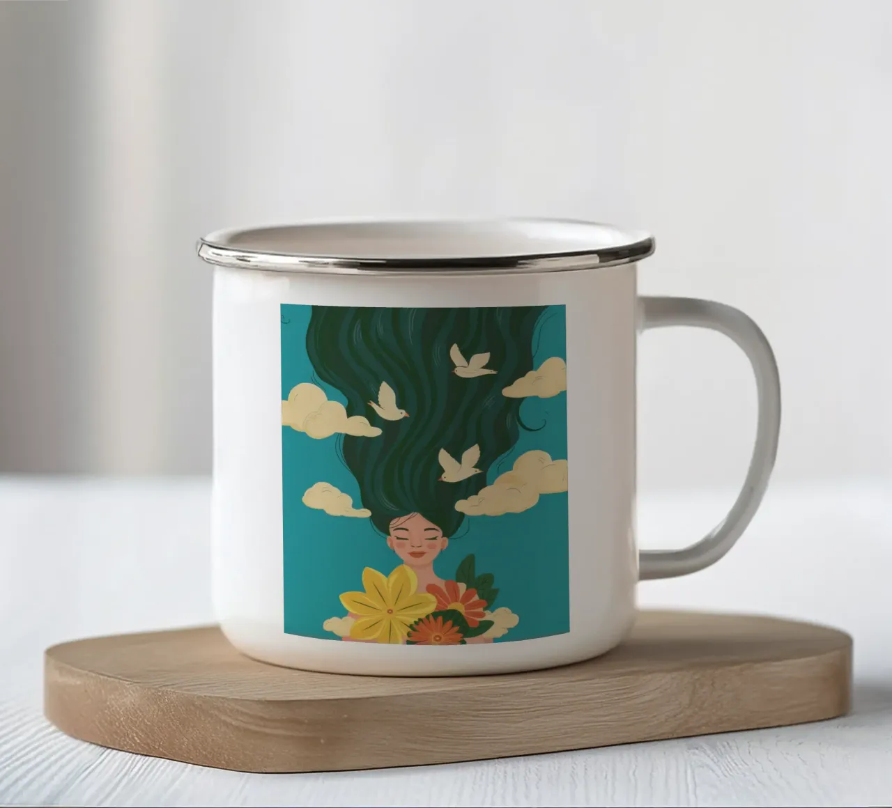 Gaia delle nuvole tazza in smalto da Thistle Bloom