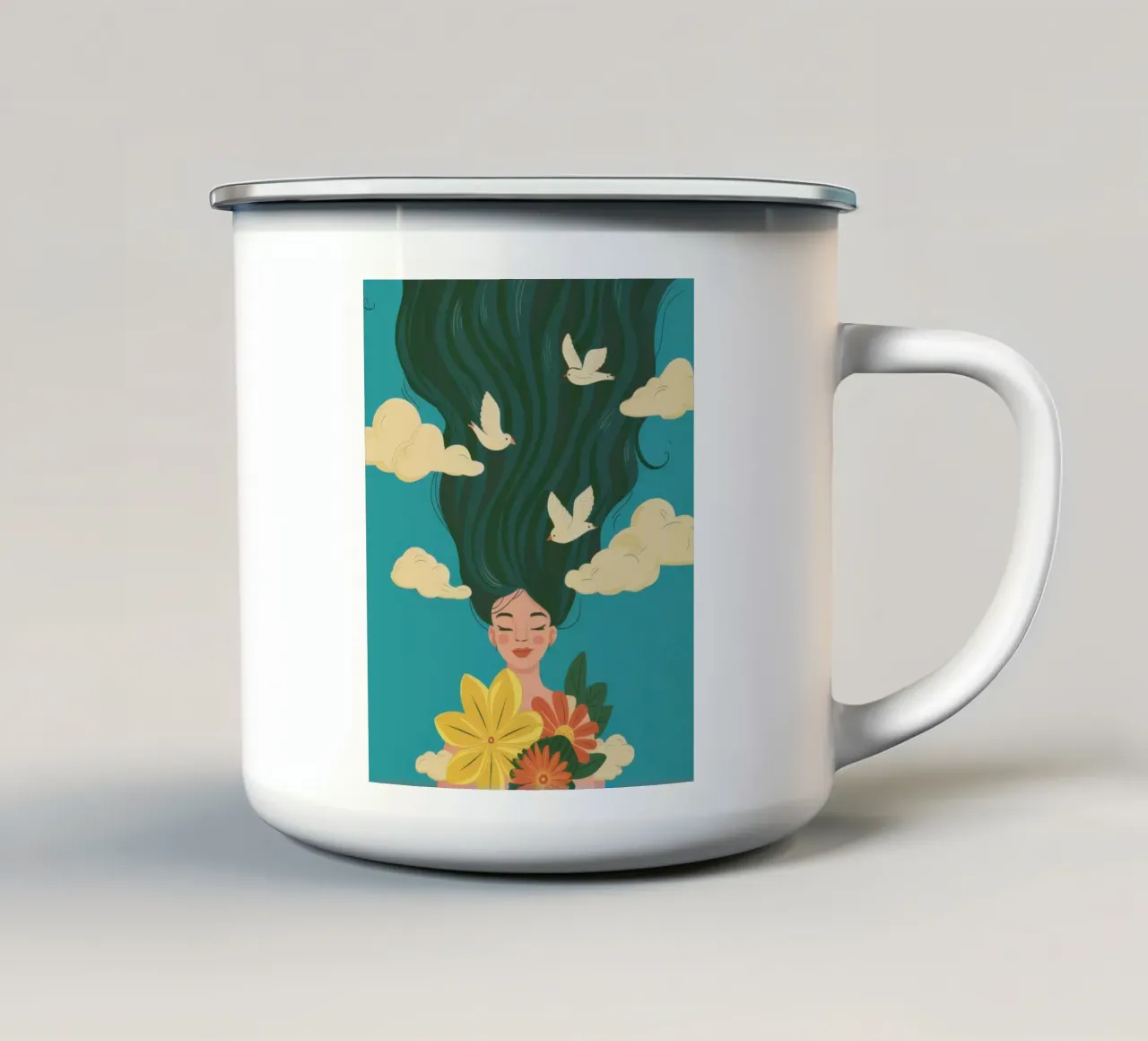 Gaia delle nuvole tazza in smalto da Thistle Bloom