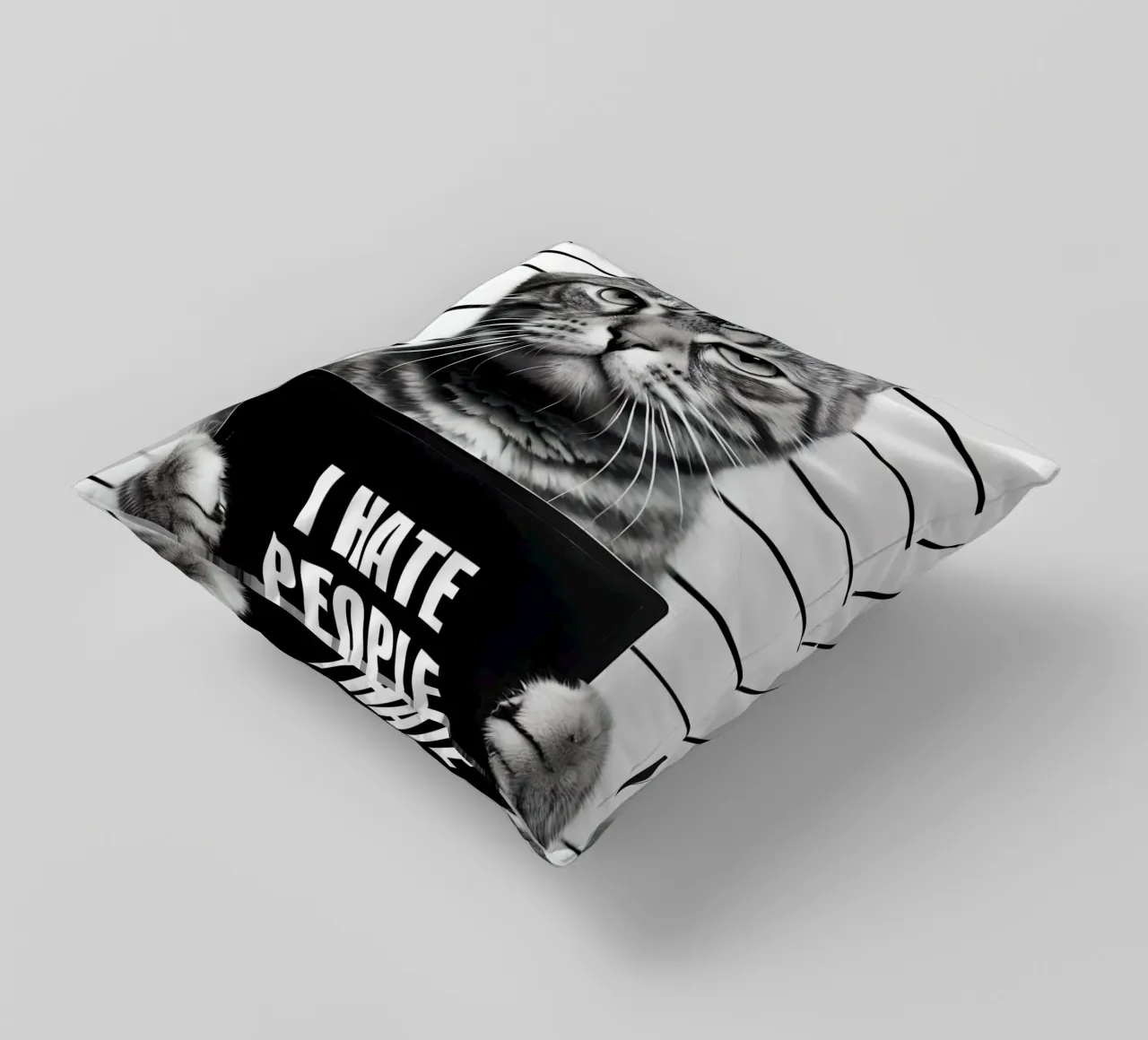 Grumpy Cat Mugshot "I Hate People" decorative cushion by 🥝 KIWI STORE