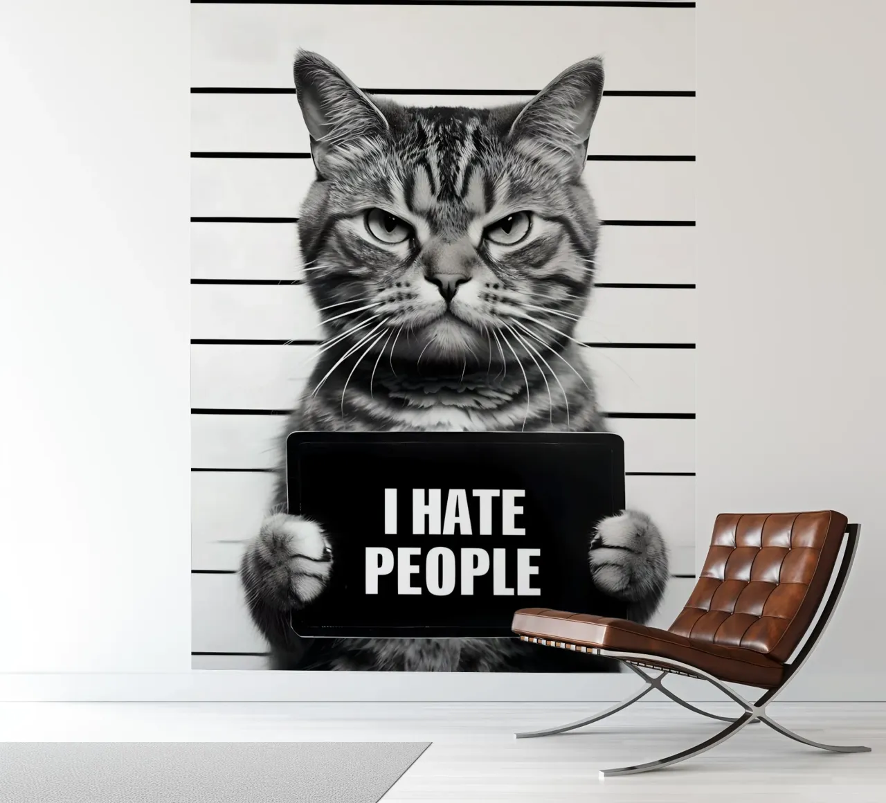 Mugshot de Grumpy Cat "Odio a la gente" papel para pared de 🥝 KIWI STORE