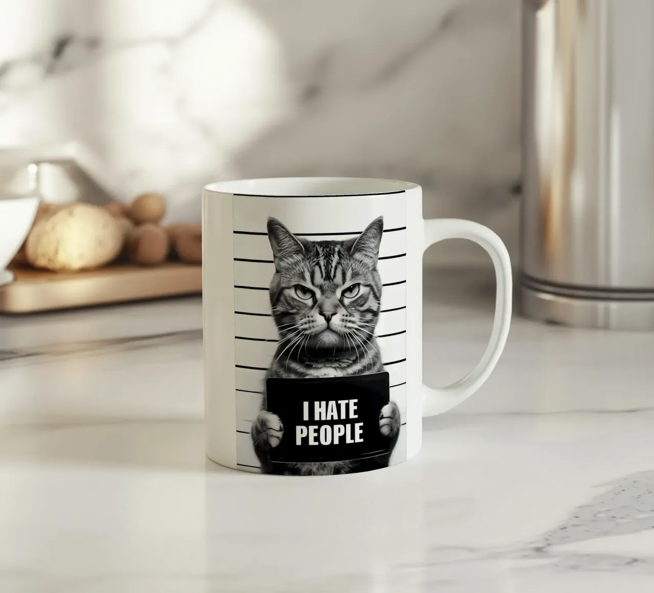 Gatto brontolone: "Odio le persone". tazza in ceramica da 🥝 KIWI STORE