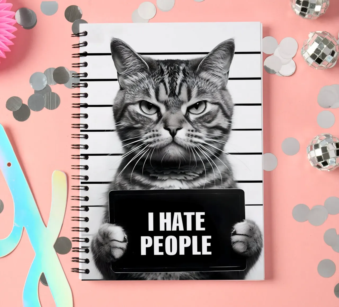 Grumpy Cat Mugshot "I Hate People" spiral notebook by 🥝 KIWI STORE