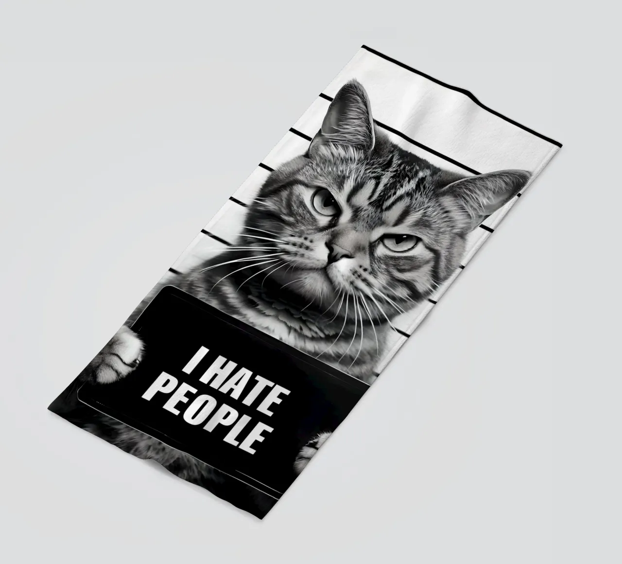 Mugshot de Grumpy Cat "Odio a la gente" toalla de playa de 🥝 KIWI STORE