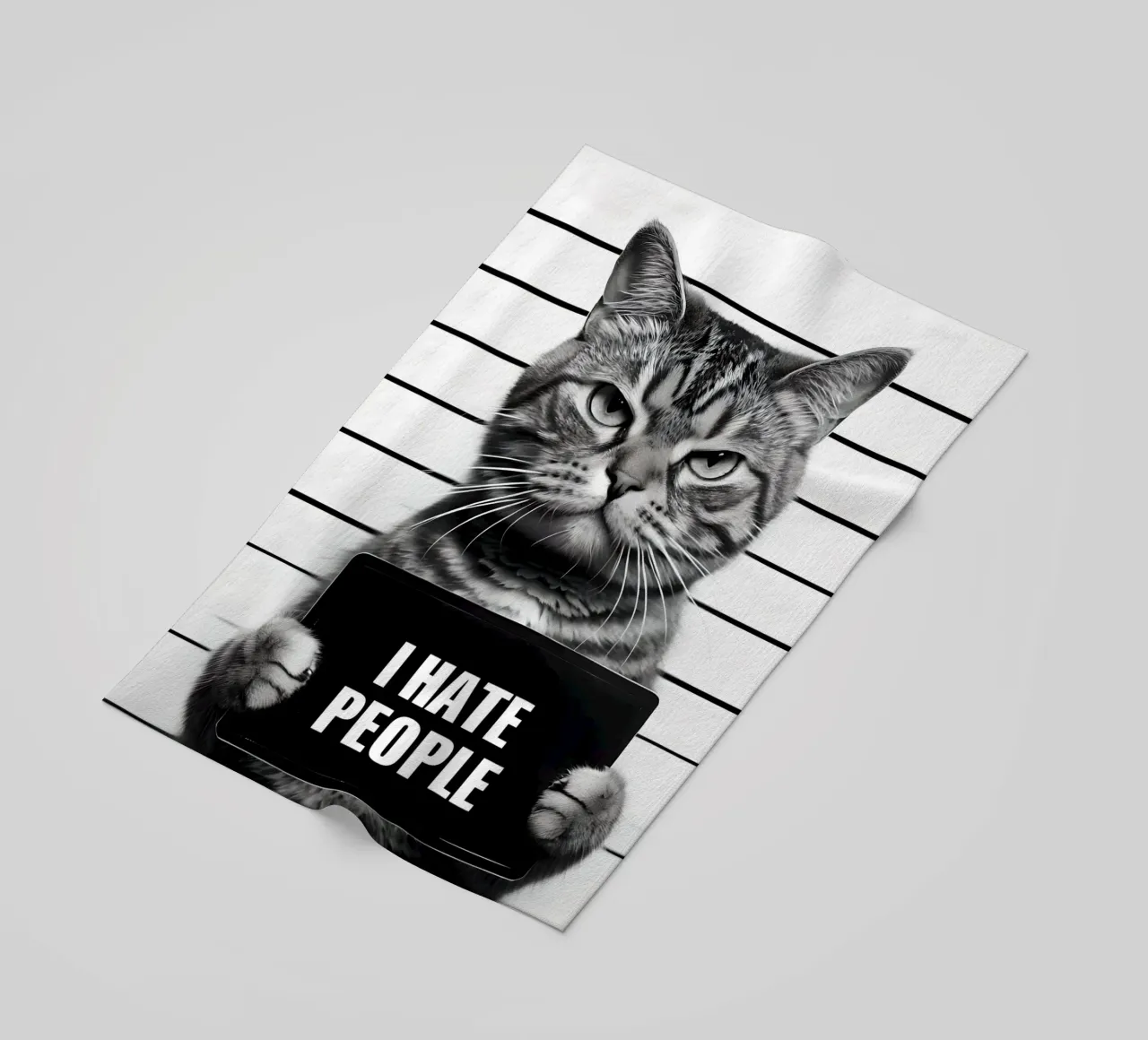 Mugshot de Grumpy Cat "Odio a la gente" toalla de playa de 🥝 KIWI STORE