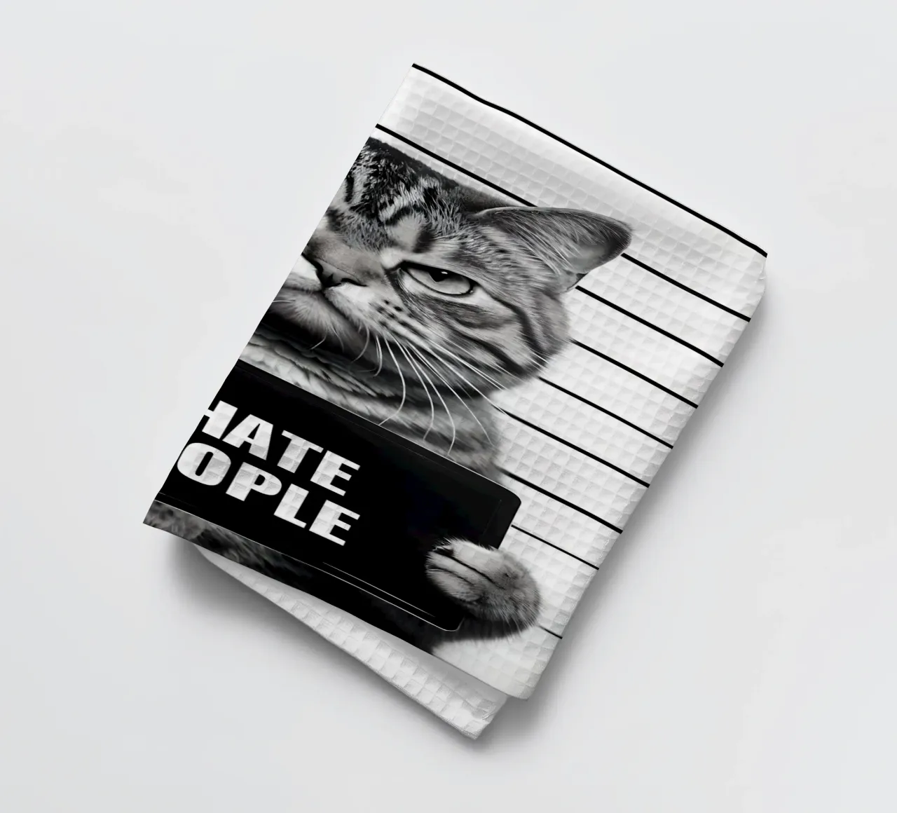 Mugshot de Grumpy Cat "Odio a la gente" paño de cocina de 🥝 KIWI STORE
