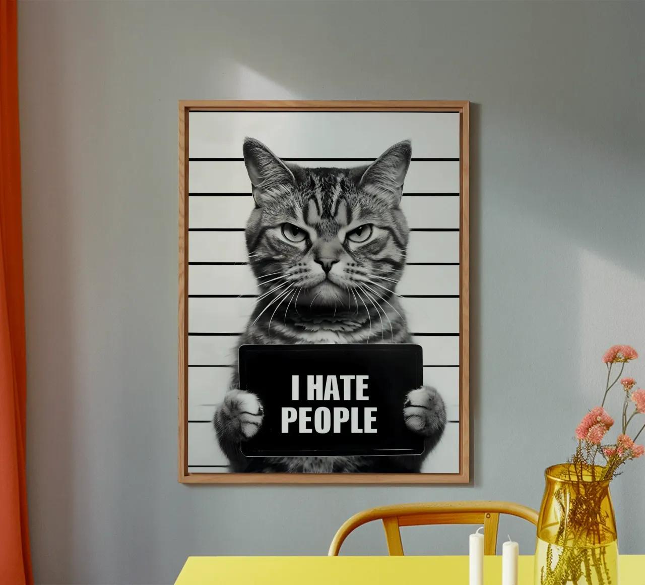 Grumpy Cat Mugshot "Ich hasse Menschen" Alu-Dibond von 🥝 KIWI STORE