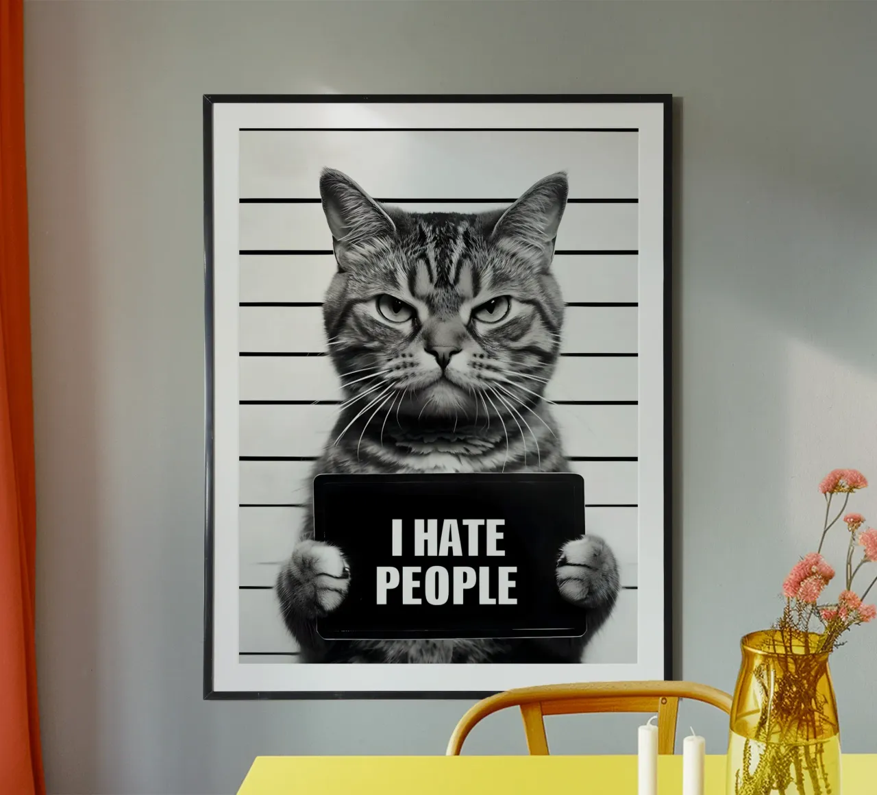 Mugshot de Grumpy Cat "Odio a la gente" hahnemühle de 🥝 KIWI STORE