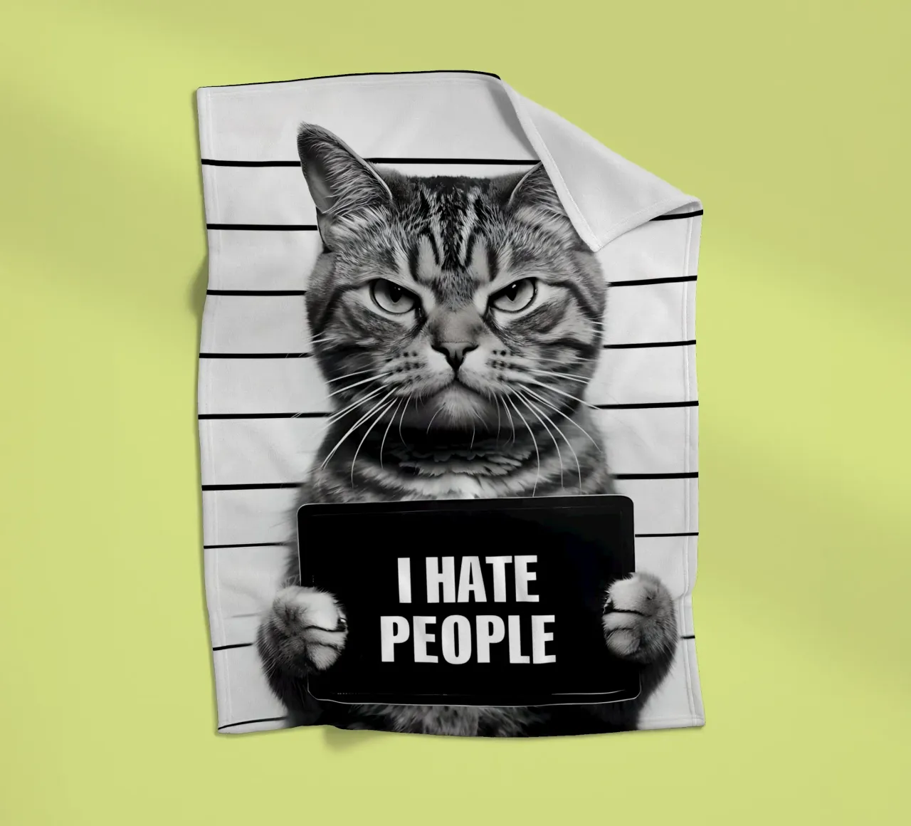 Grumpy Cat Mugshot "Ich hasse Menschen" Fleecedecke von 🥝 KIWI STORE