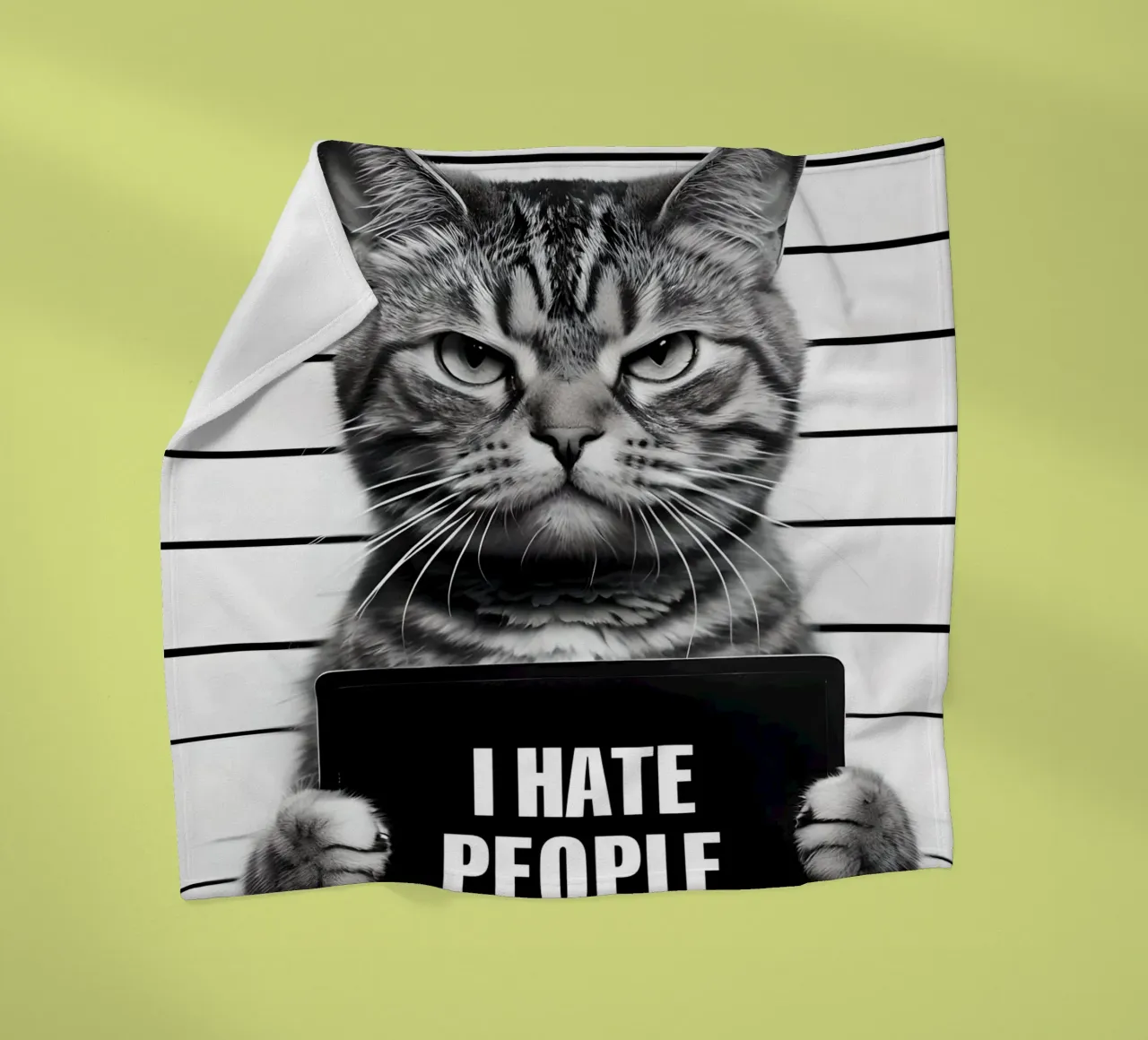 Grumpy Cat Mugshot "Ich hasse Menschen" Fleecedecke von 🥝 KIWI STORE