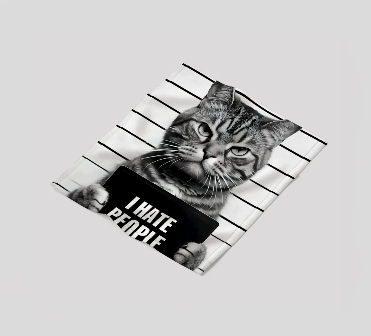 Grumpy Cat Mugshot "Ich hasse Menschen" Fleecedecke von 🥝 KIWI STORE